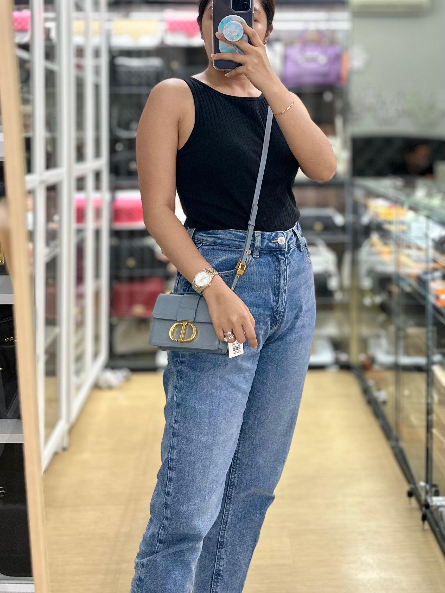 Christian Dior Micro 30 Montaigne Blue Gray Calfskin Bag