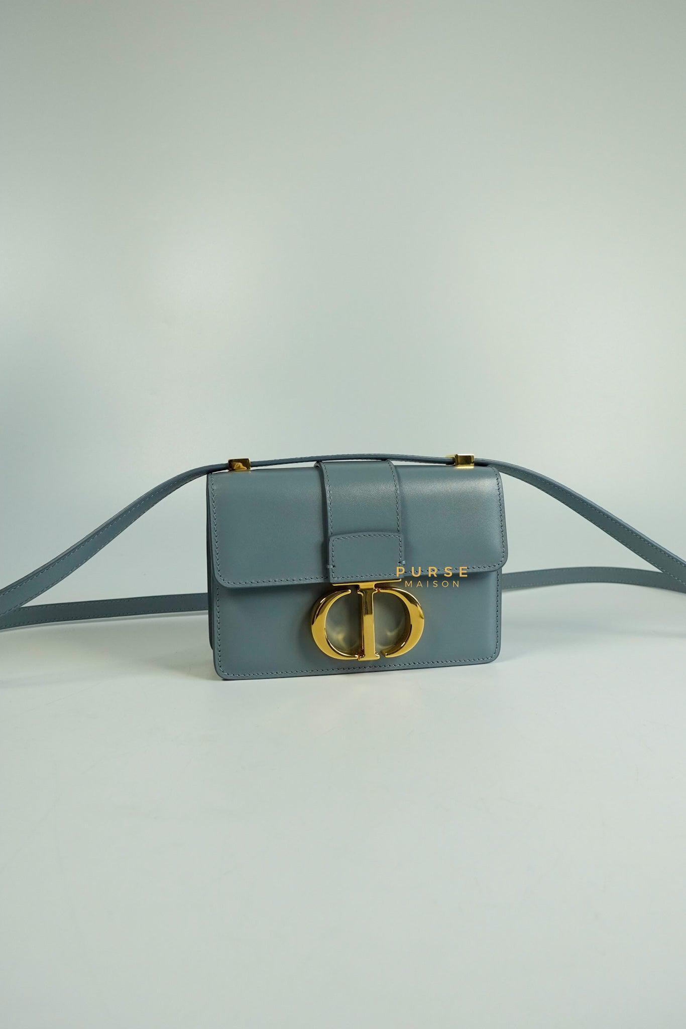 Christian Dior Micro 30 Montaigne Blue Gray Calfskin Bag