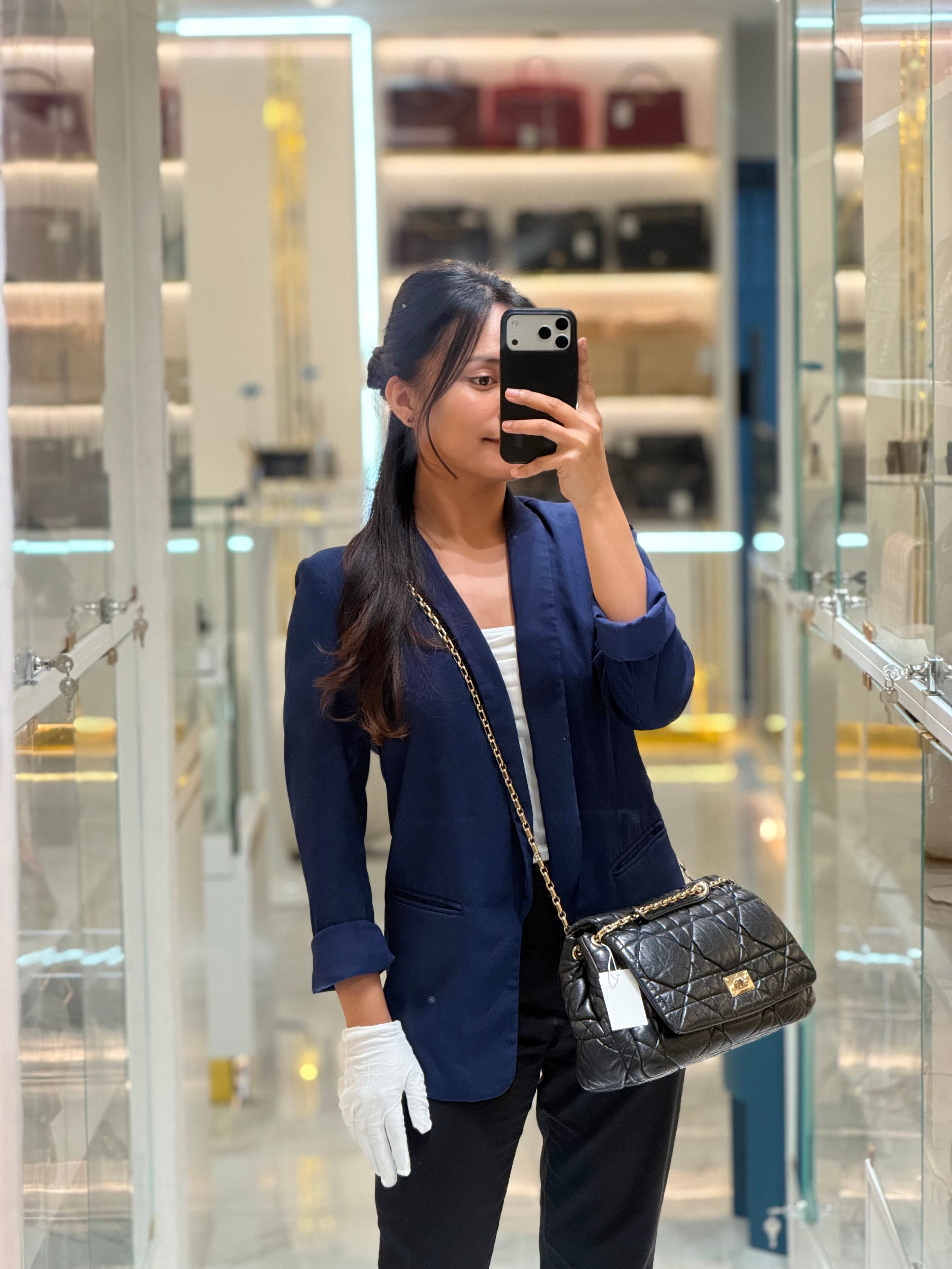 Christian Dior Milly La Foret Shoulder Bag in Black Quilted Cannage Lambskin Leather and Light Gold Hardware | Purse Maison Luxury Bags Shop