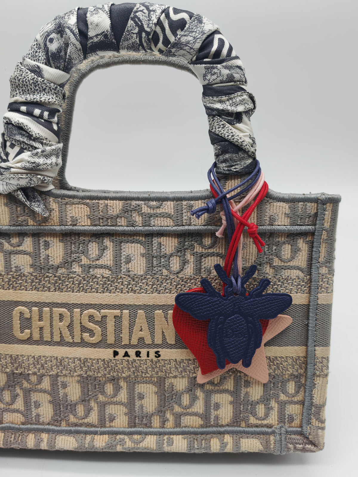 Christian Dior Mini Book Tote in Gray Oblique Embroidery Canvas | Purse Maison Luxury Bags Shop