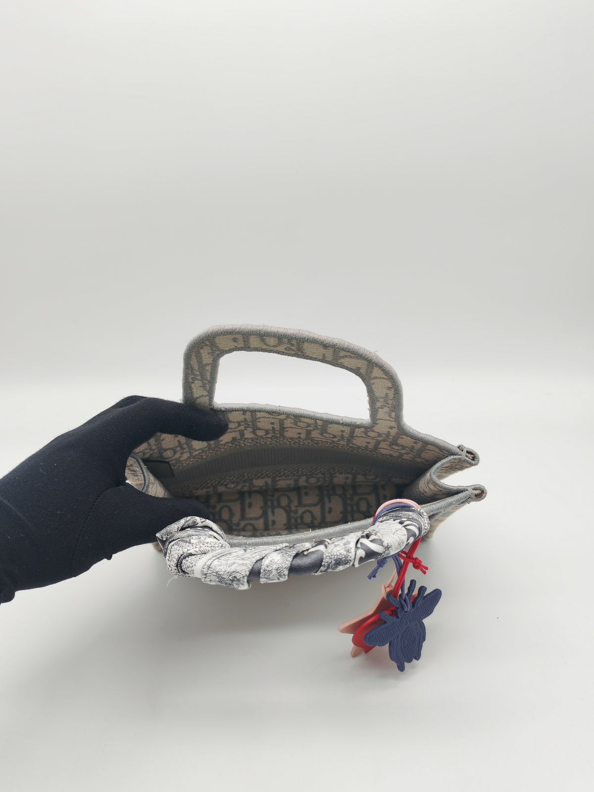 Christian Dior Mini Book Tote in Gray Oblique Embroidery Canvas | Purse Maison Luxury Bags Shop