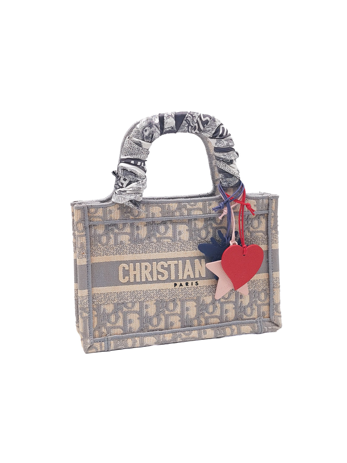 Christian Dior Mini Book Tote in Gray Oblique Embroidery Canvas | Purse Maison Luxury Bags Shop