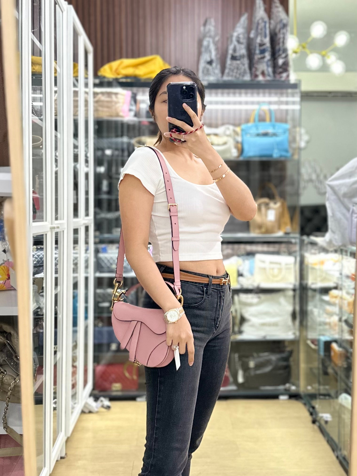 Christian Dior Mini Saddle Blush Pink Grained Calfskin Leather | Purse Maison Luxury Bags Shop