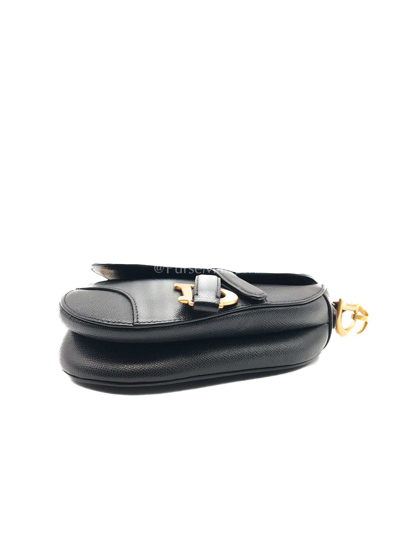 Christian Dior Mini Saddle in Black Grained Leather Top Handle Bag | Purse Maison Luxury Bags Shop