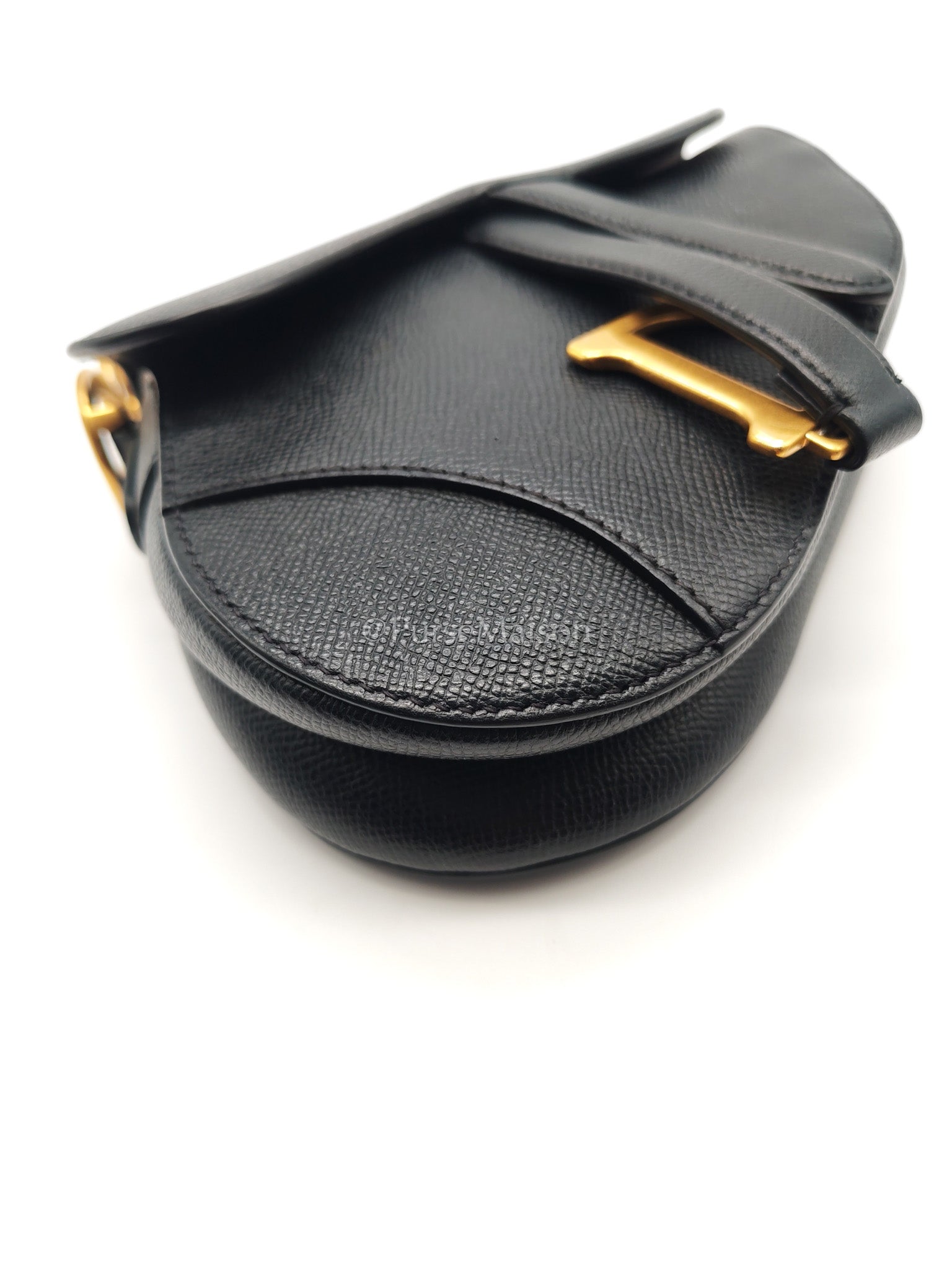 Christian Dior Mini Saddle in Black Grained Leather Top Handle Bag | Purse Maison Luxury Bags Shop