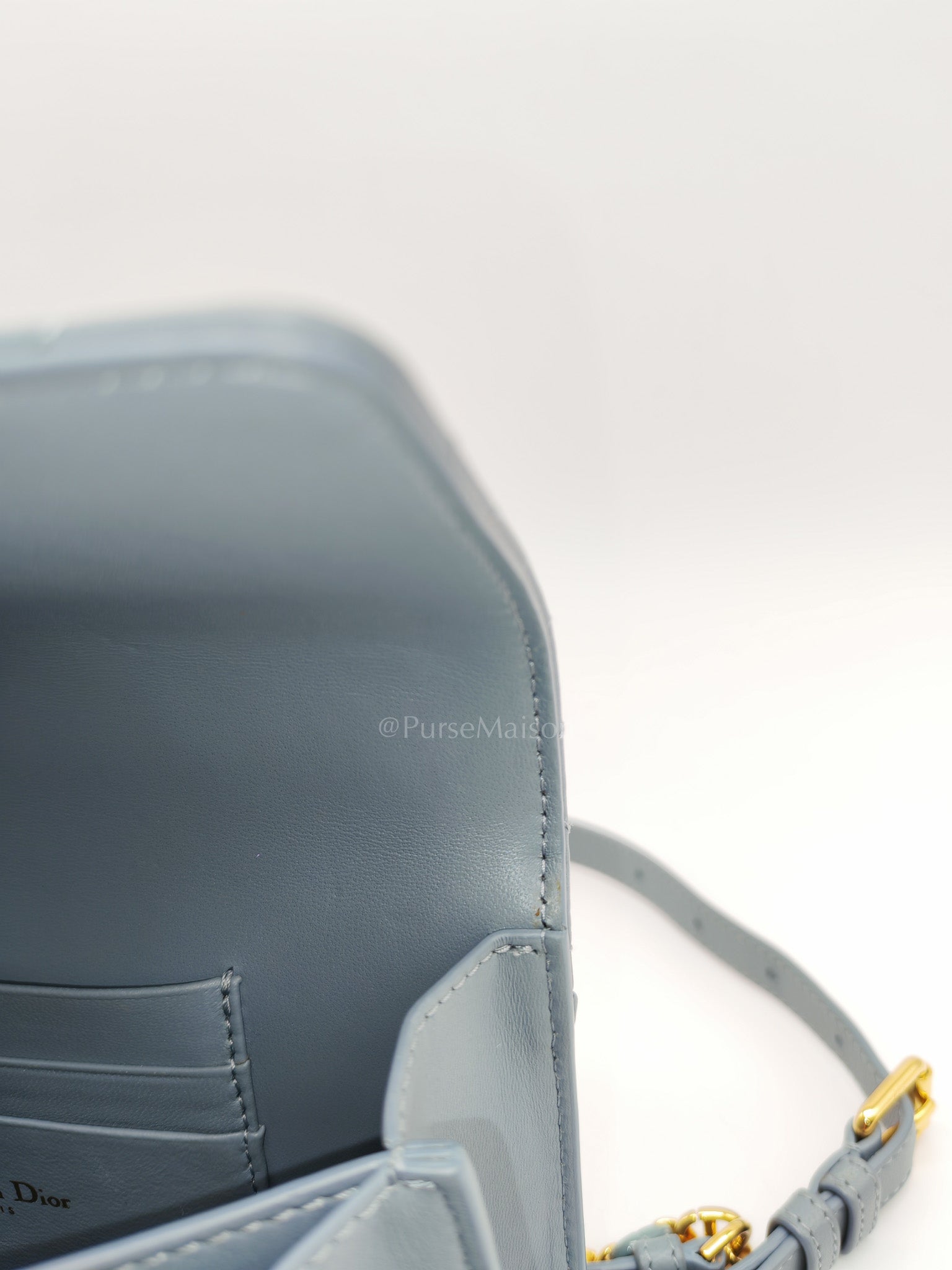 Miss Caro Mini Shoulder Bag in Cloud Blue Lambskin Leather Gold Hardware | Purse Maison Luxury Bags Shop