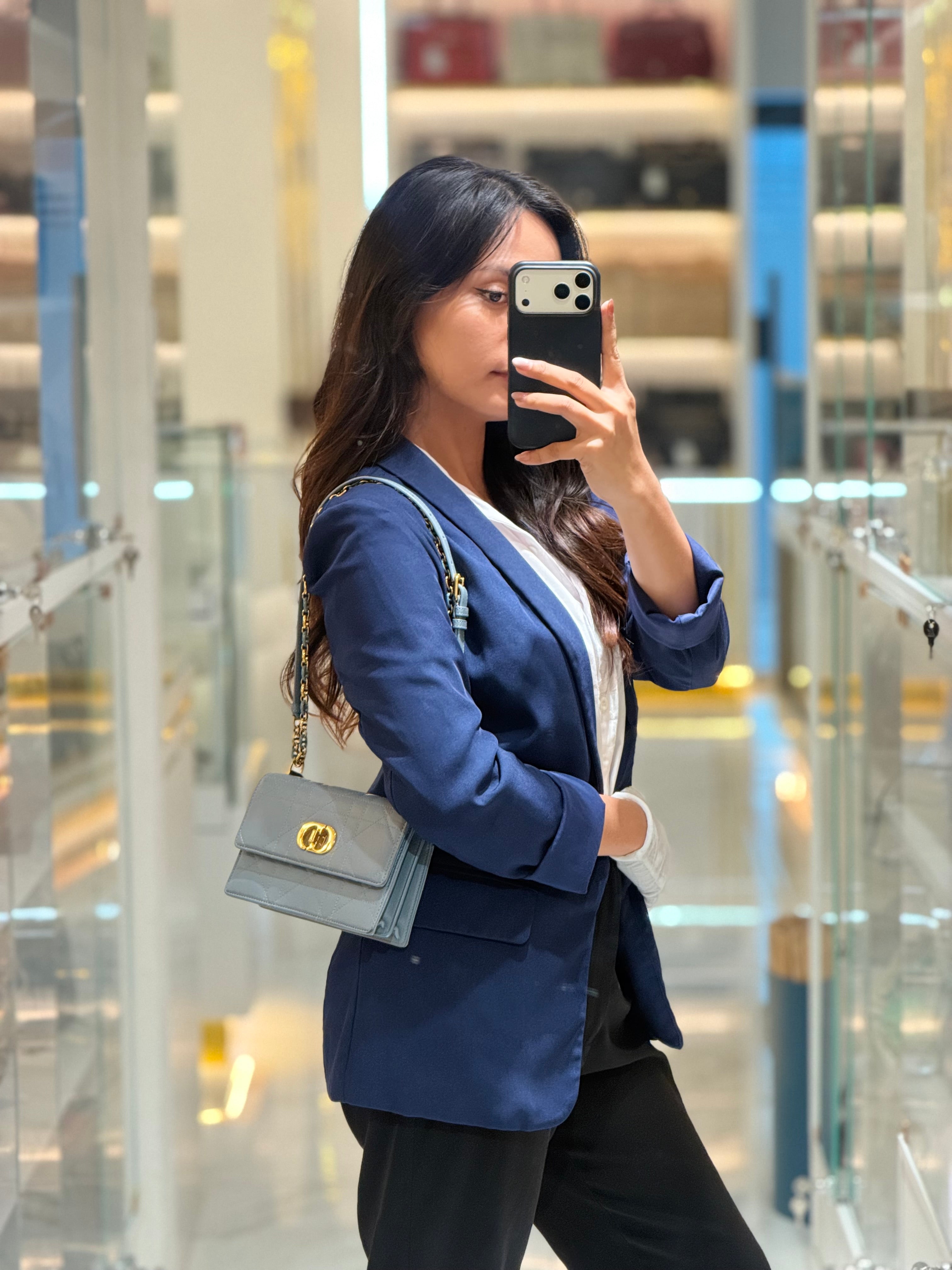 Christian Dior Miss Caro Mini Shoulder Bag in Cloud Blue Lambskin Leather Gold Hardware | Purse Maison Luxury Bags Shop