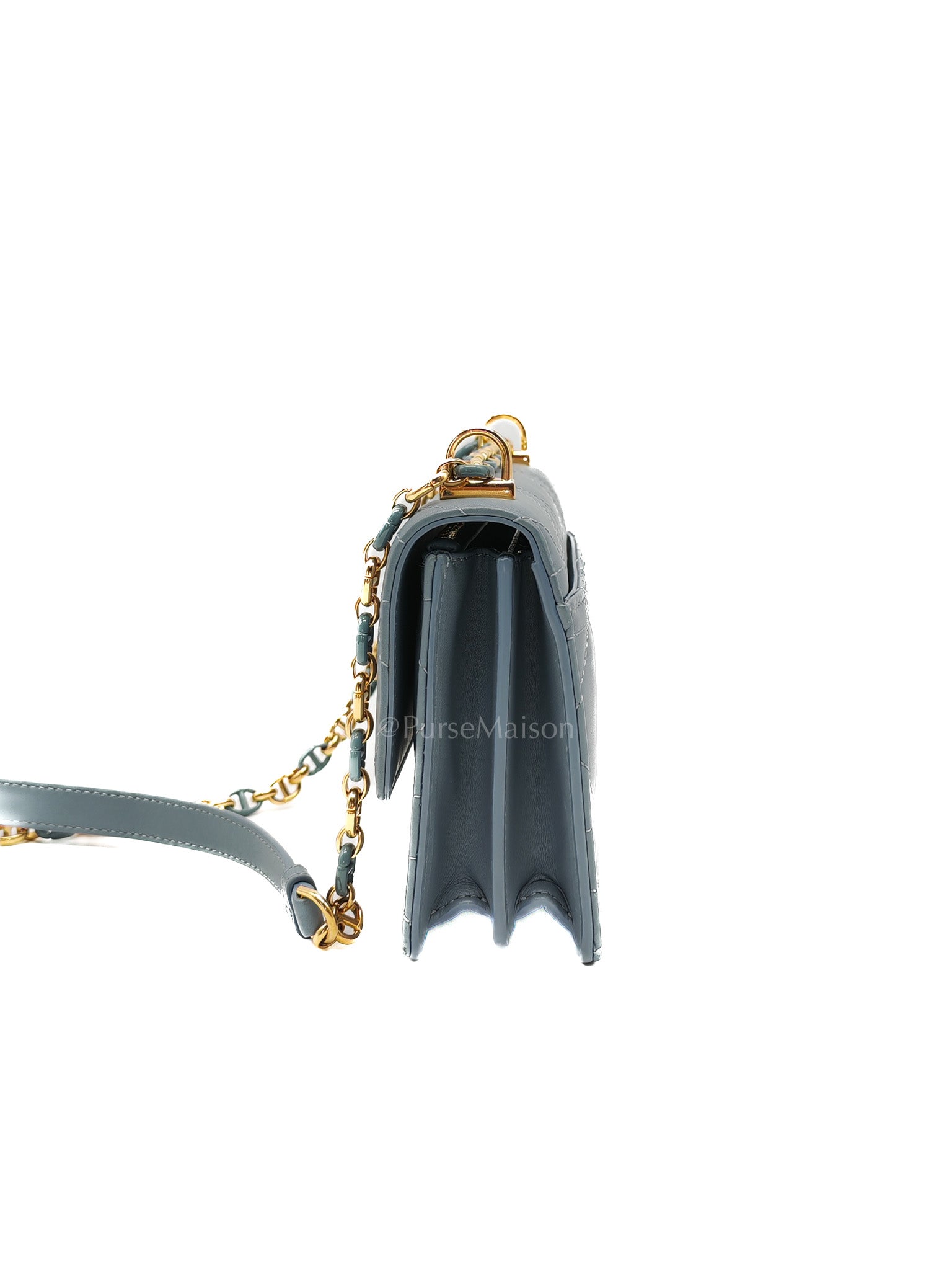 Miss Caro Mini Shoulder Bag in Cloud Blue Lambskin Leather Gold Hardware | Purse Maison Luxury Bags Shop