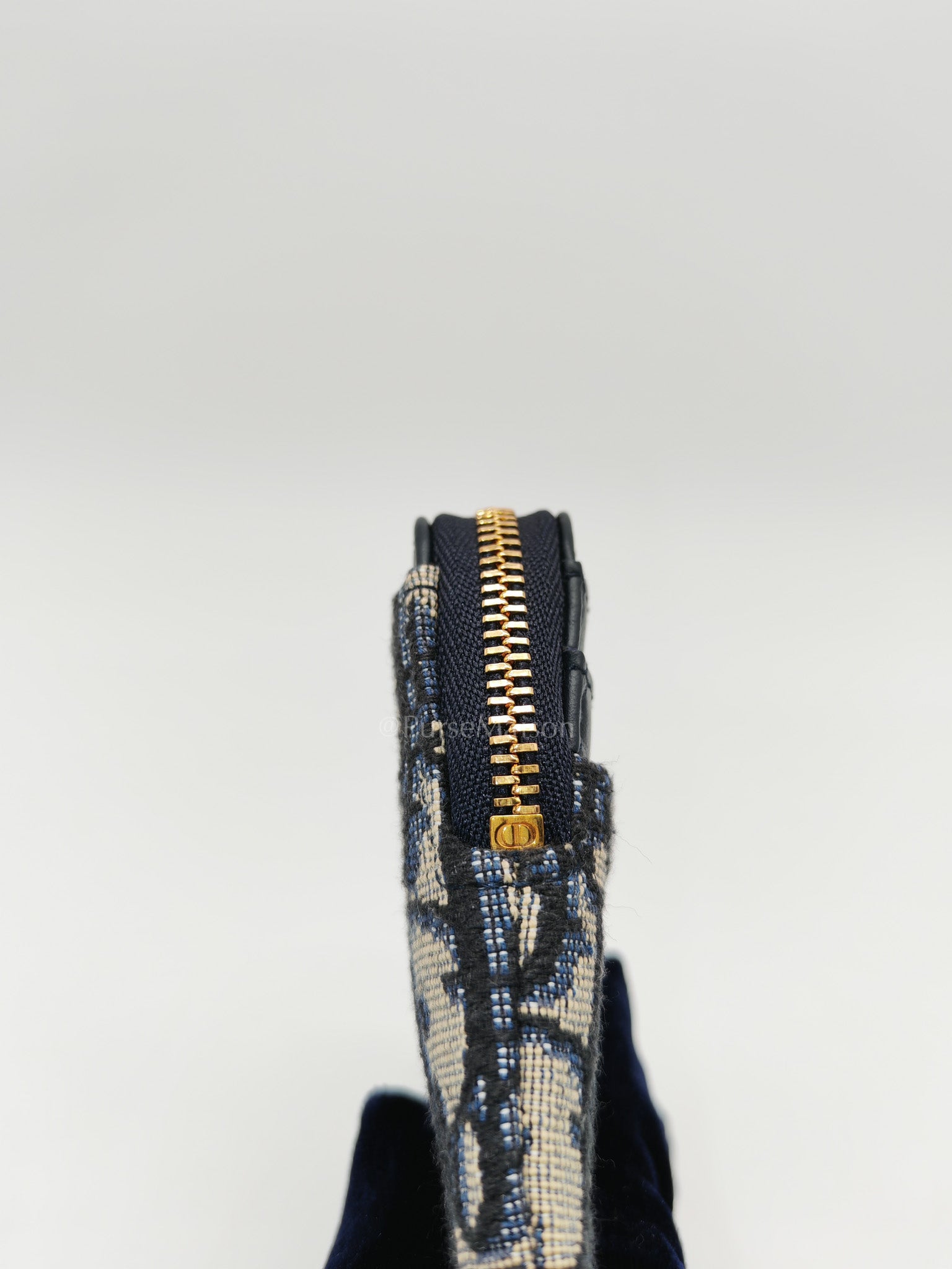 Christian Dior Montaigne Lavender Wallet Blue Oblique Jacquard Zip Card Holder Wallet | Purse Maison Luxury Bags Shop