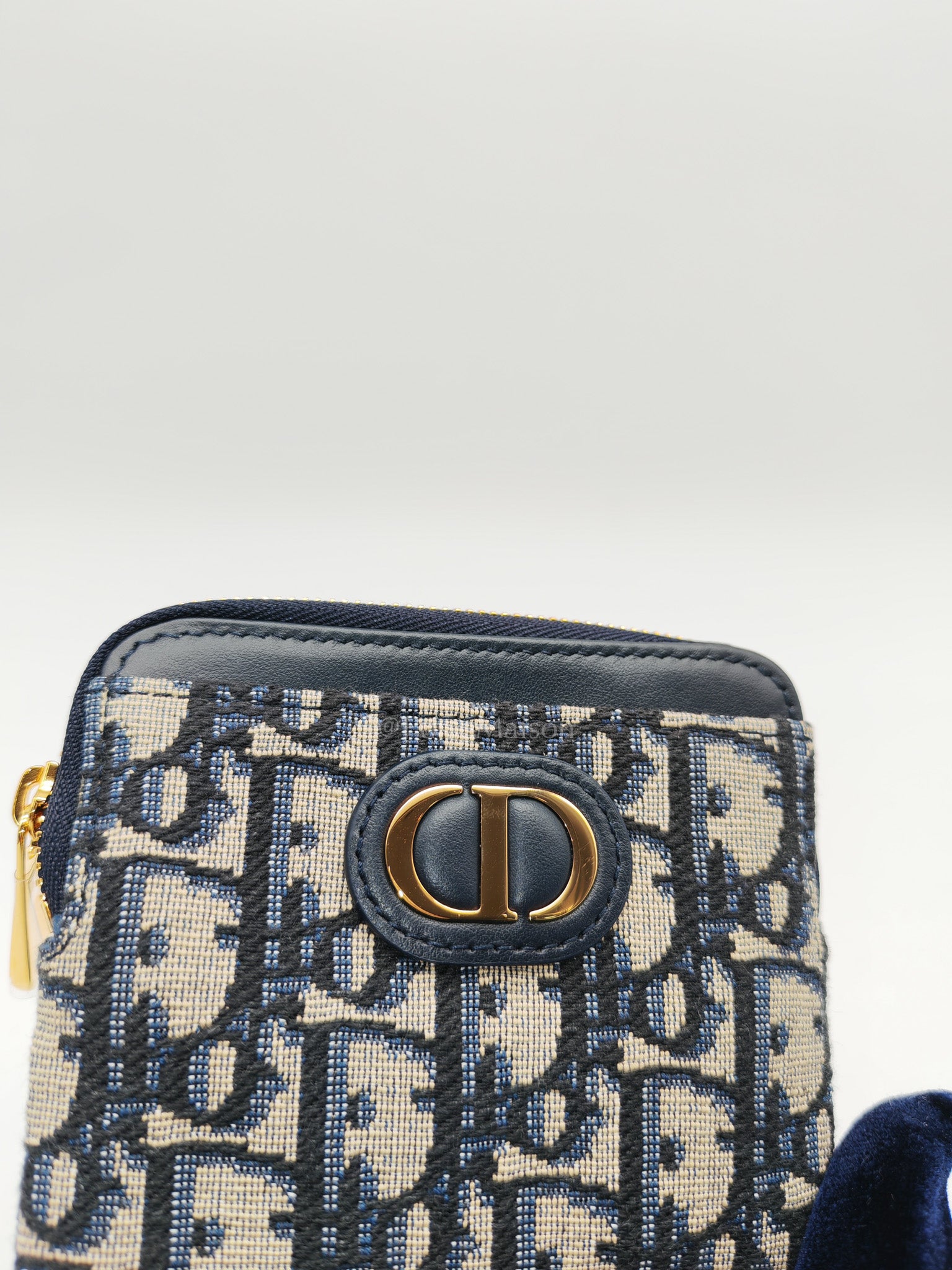 Christian Dior Montaigne Lavender Wallet Blue Oblique Jacquard Zip Card Holder Wallet | Purse Maison Luxury Bags Shop