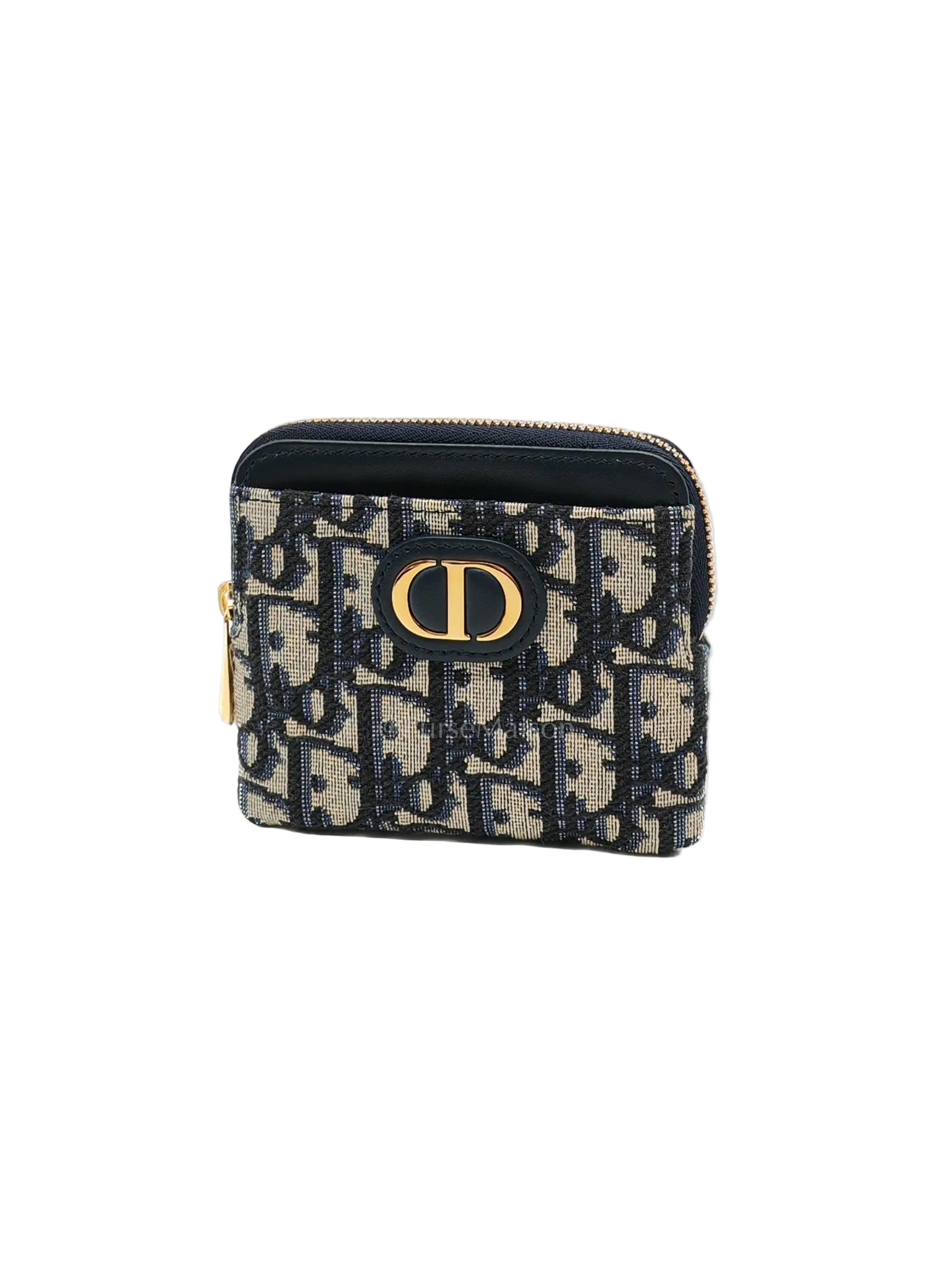 Christian Dior Montaigne Lavender Wallet Blue Oblique Jacquard Zip Card Holder Wallet | Purse Maison Luxury Bags Shop