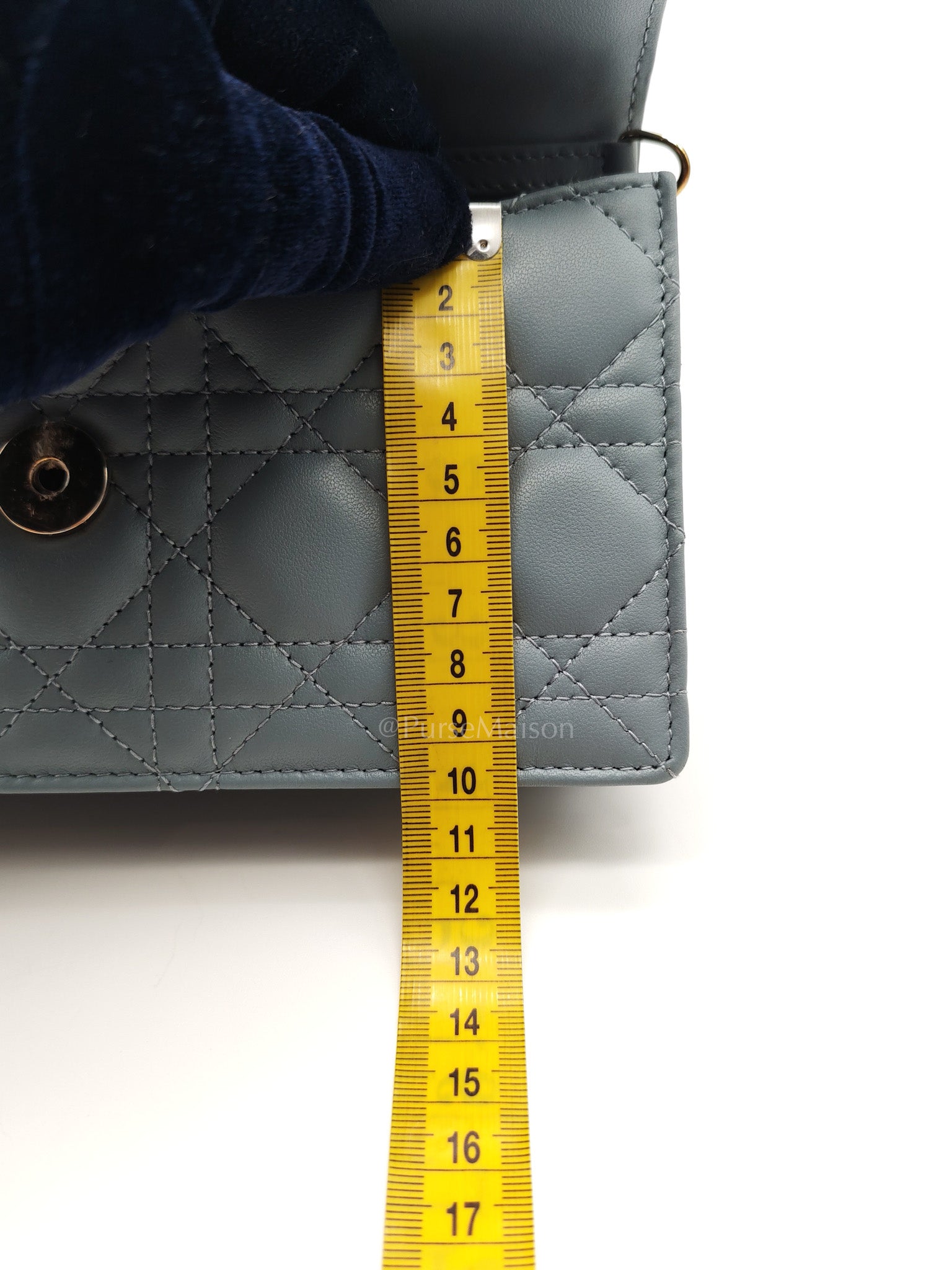 My Dior Mini Top Handle Bag in Cloud Blue Cannage Lambskin Leather Light Gold Hardware | Purse Maison Luxury Bags Shop