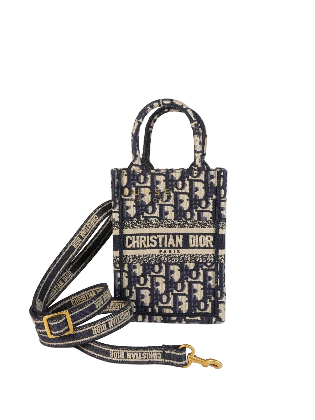 Oblique Mini Book Tote Phone Bag in Blue | Purse Maison Luxury Bags Shop