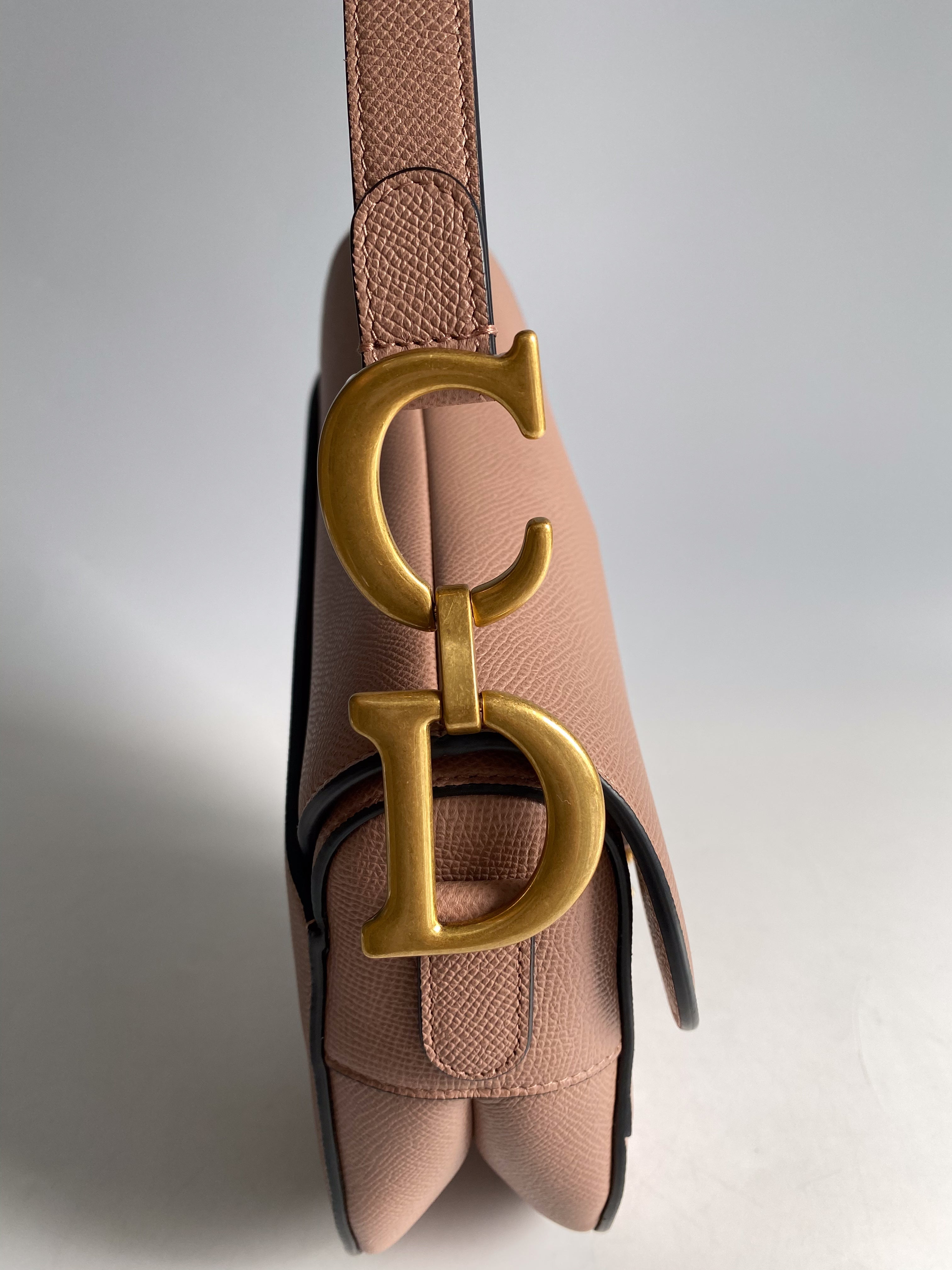 Christian Dior Saddle Blush Taupe Grained Calfskin Leather