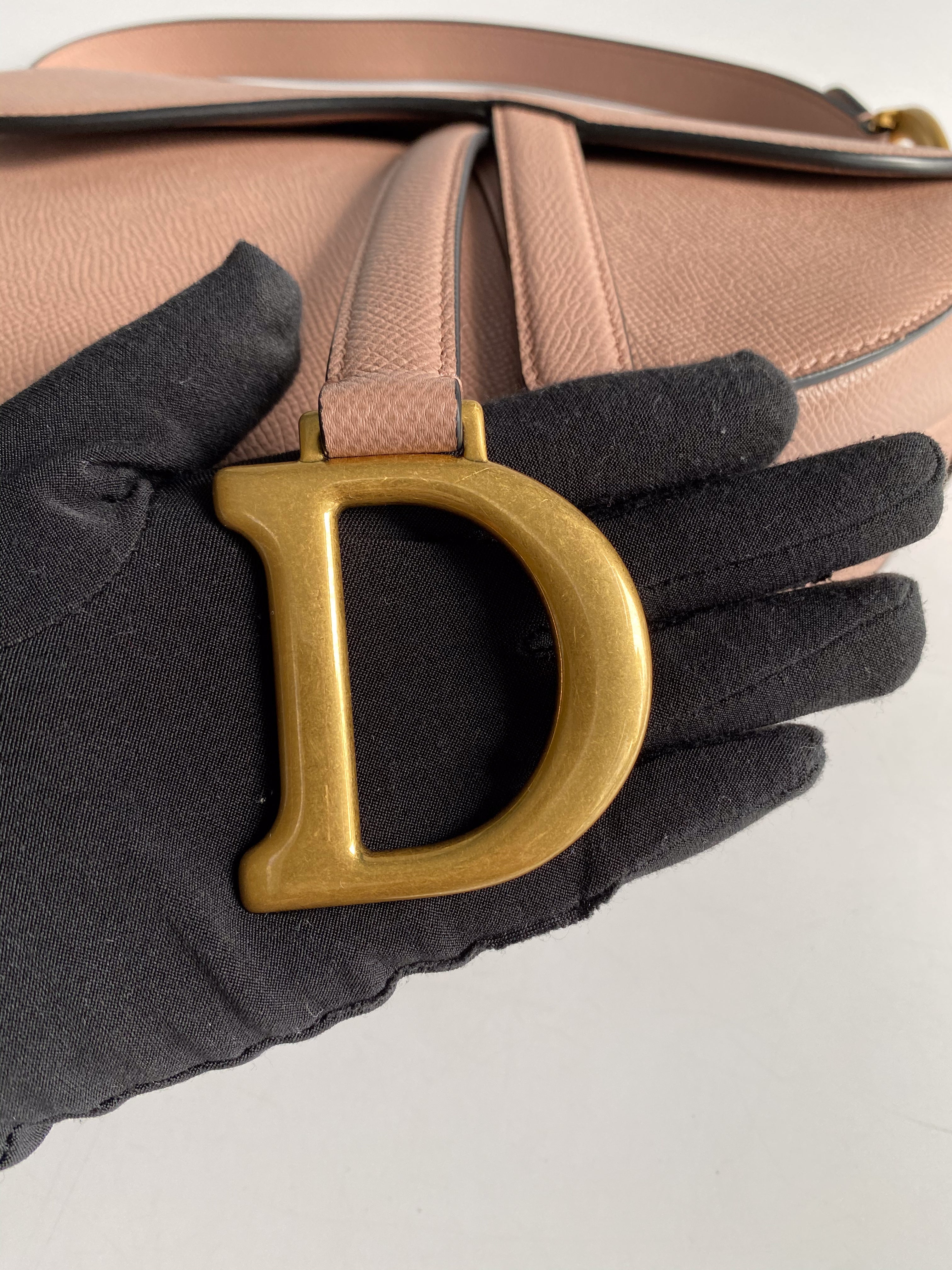 Christian Dior Saddle Blush Taupe Grained Calfskin Leather