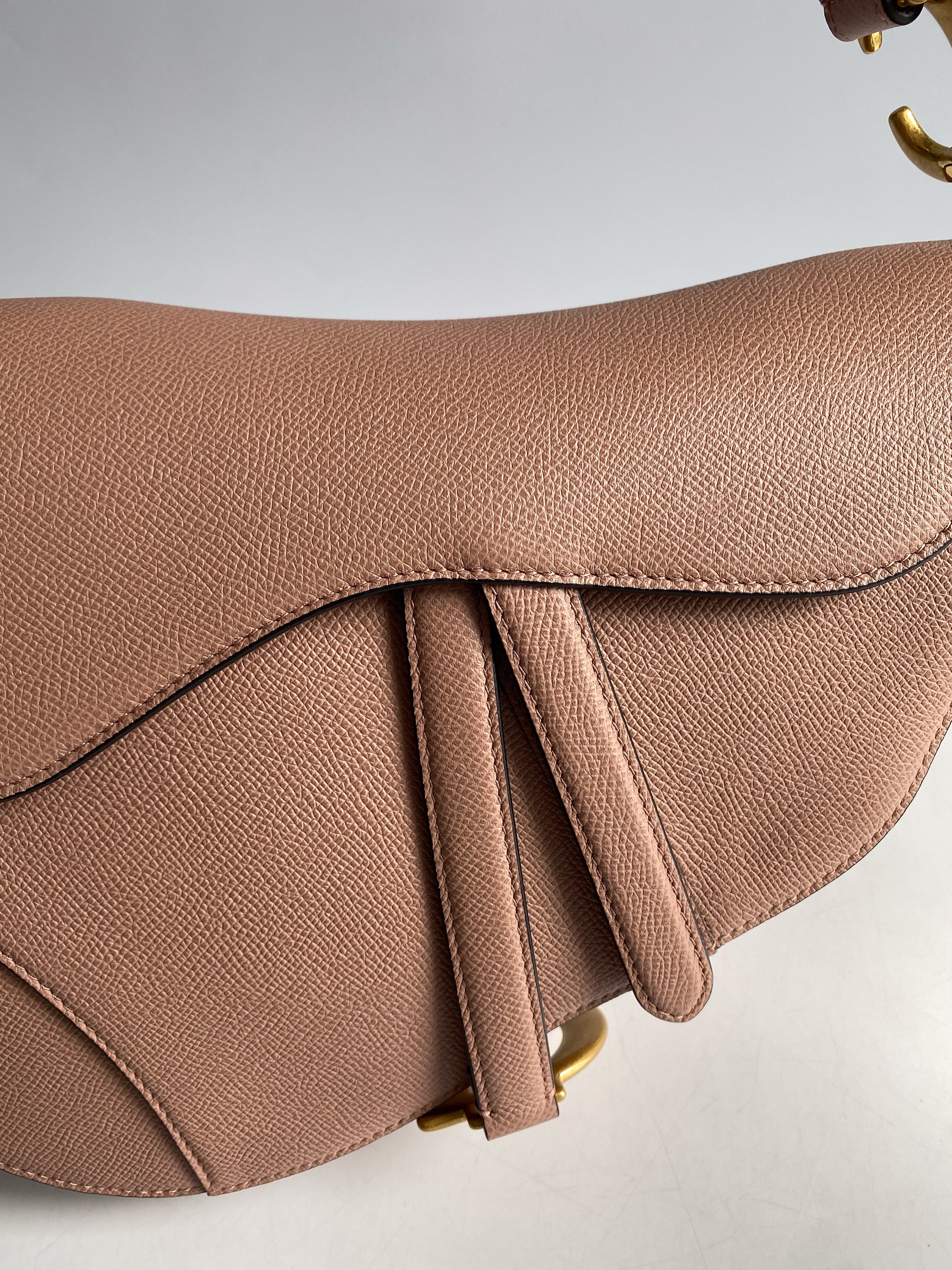 Christian Dior Saddle Blush Taupe Grained Calfskin Leather