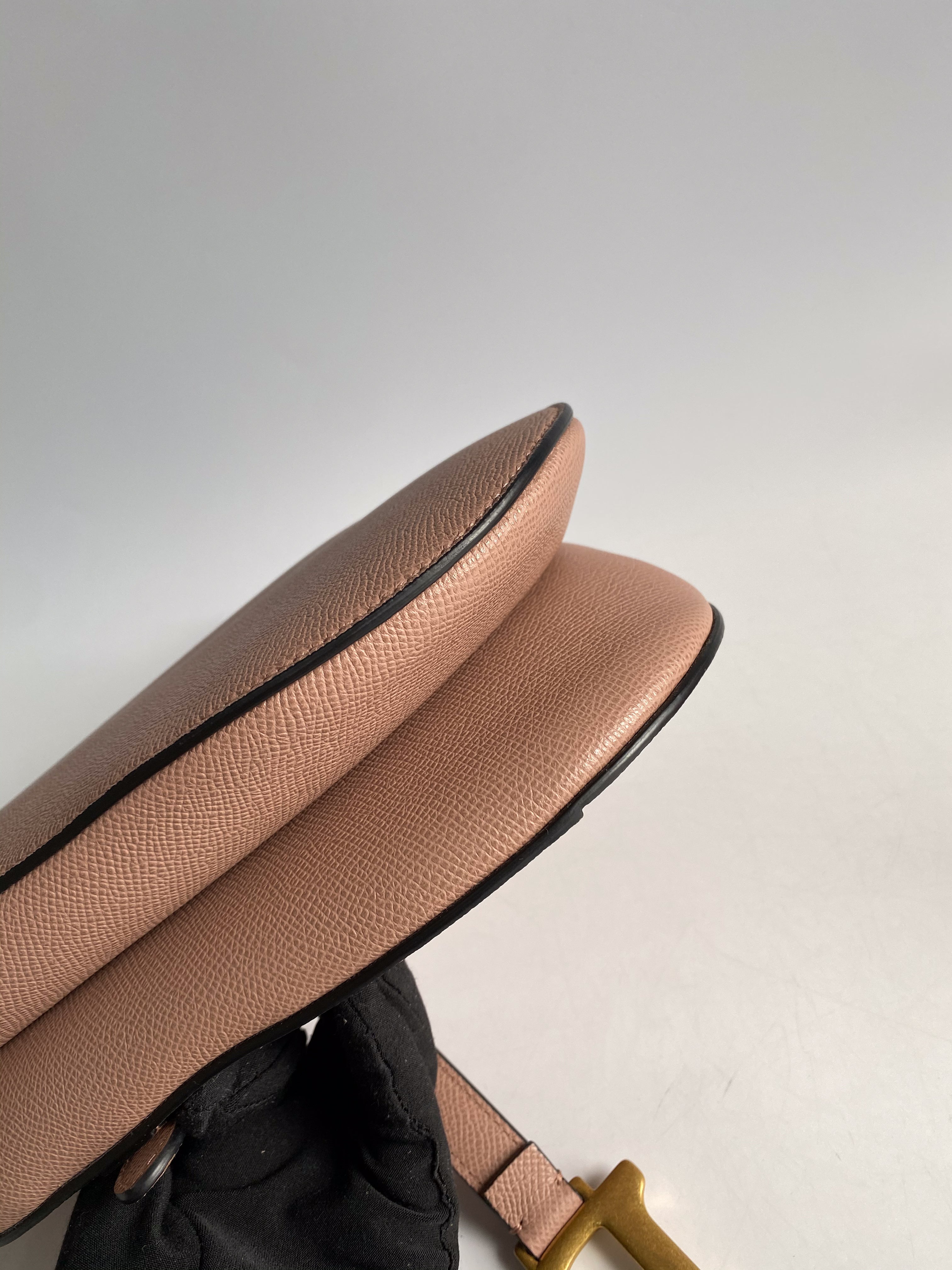 Christian Dior Saddle Blush Taupe Grained Calfskin Leather