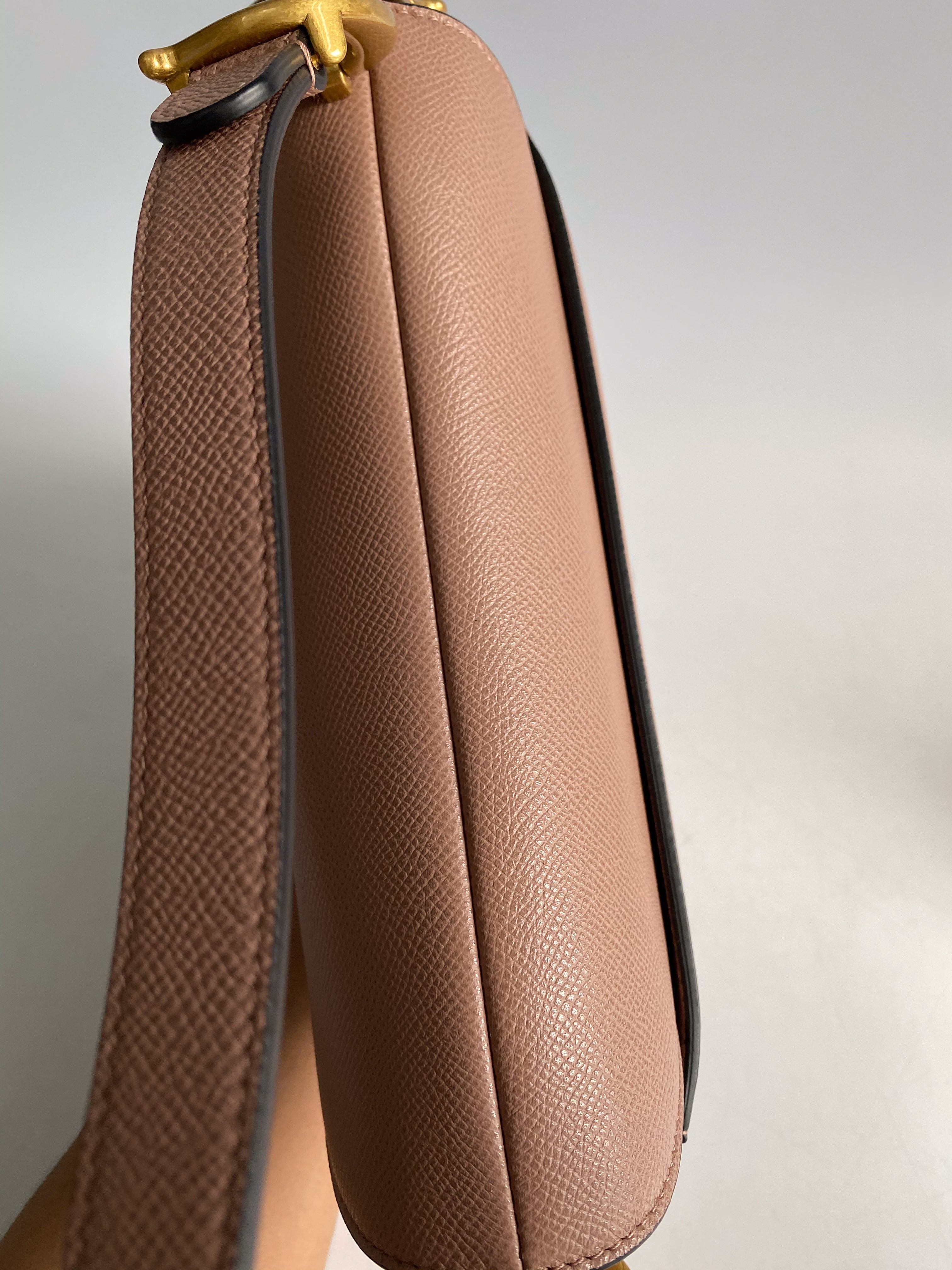 Christian Dior Saddle Blush Taupe Grained Calfskin Leather