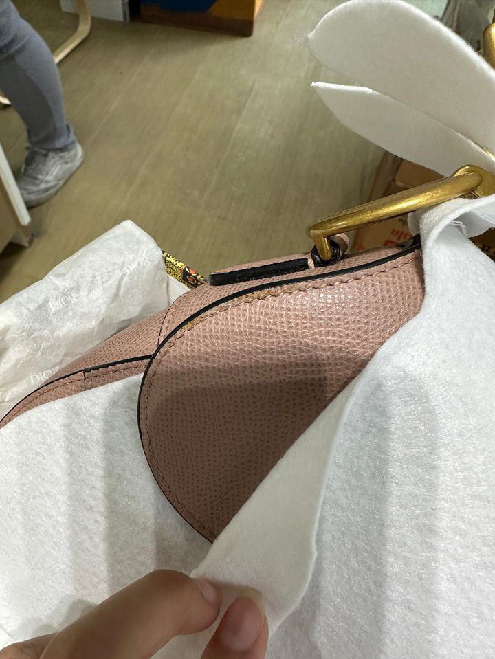 Christian Dior Saddle Blush Taupe Grained Calfskin Leather | Purse Maison Luxury Bags Shop