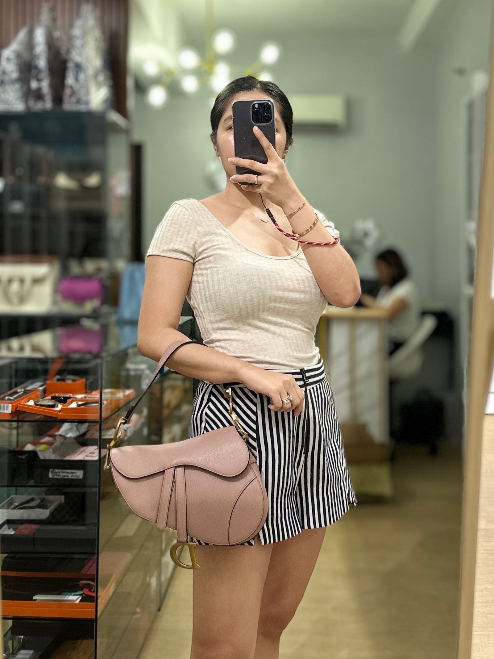 Christian Dior Saddle Blush Taupe Grained Calfskin Leather