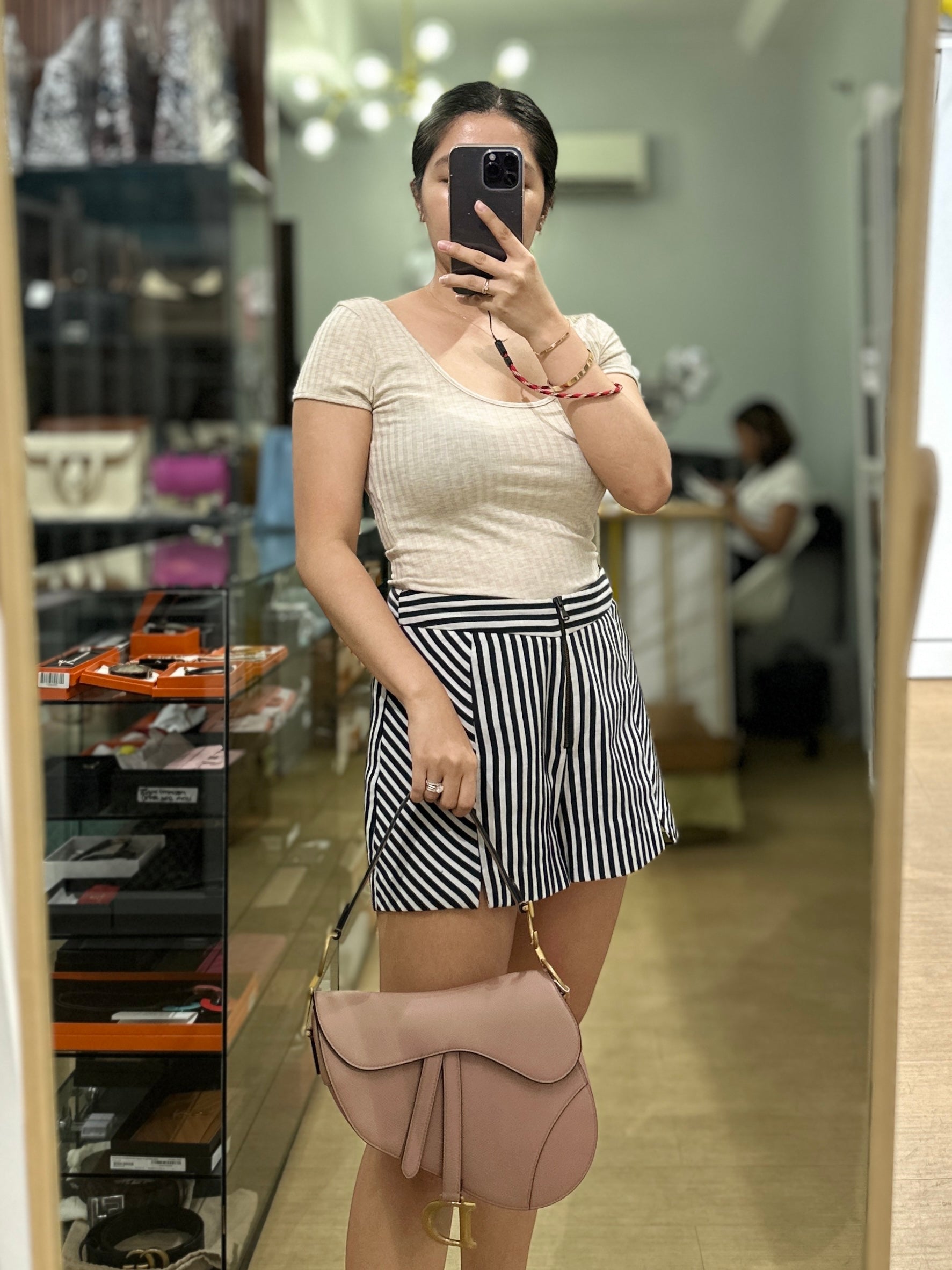 Christian Dior Saddle Blush Taupe Grained Calfskin Leather