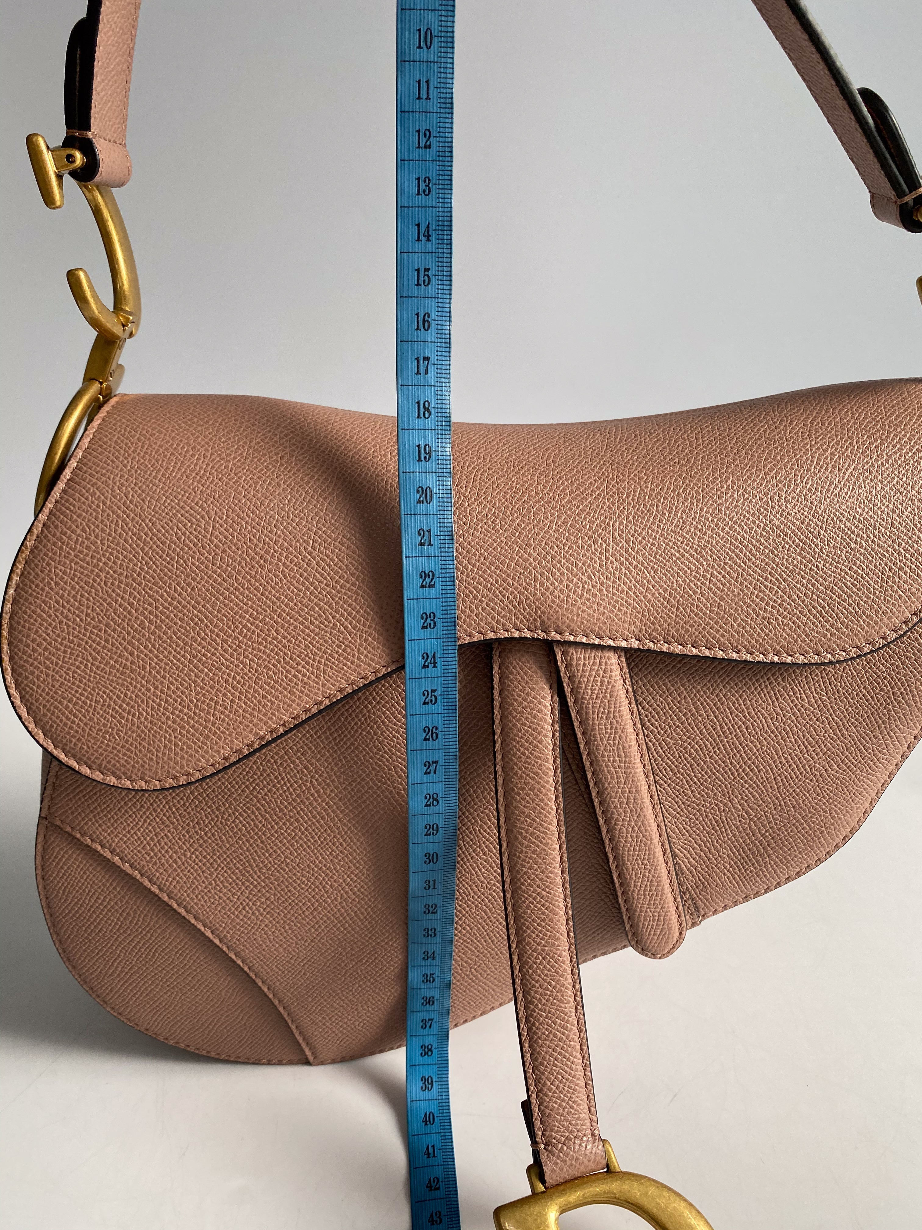 Christian Dior Saddle Blush Taupe Grained Calfskin Leather