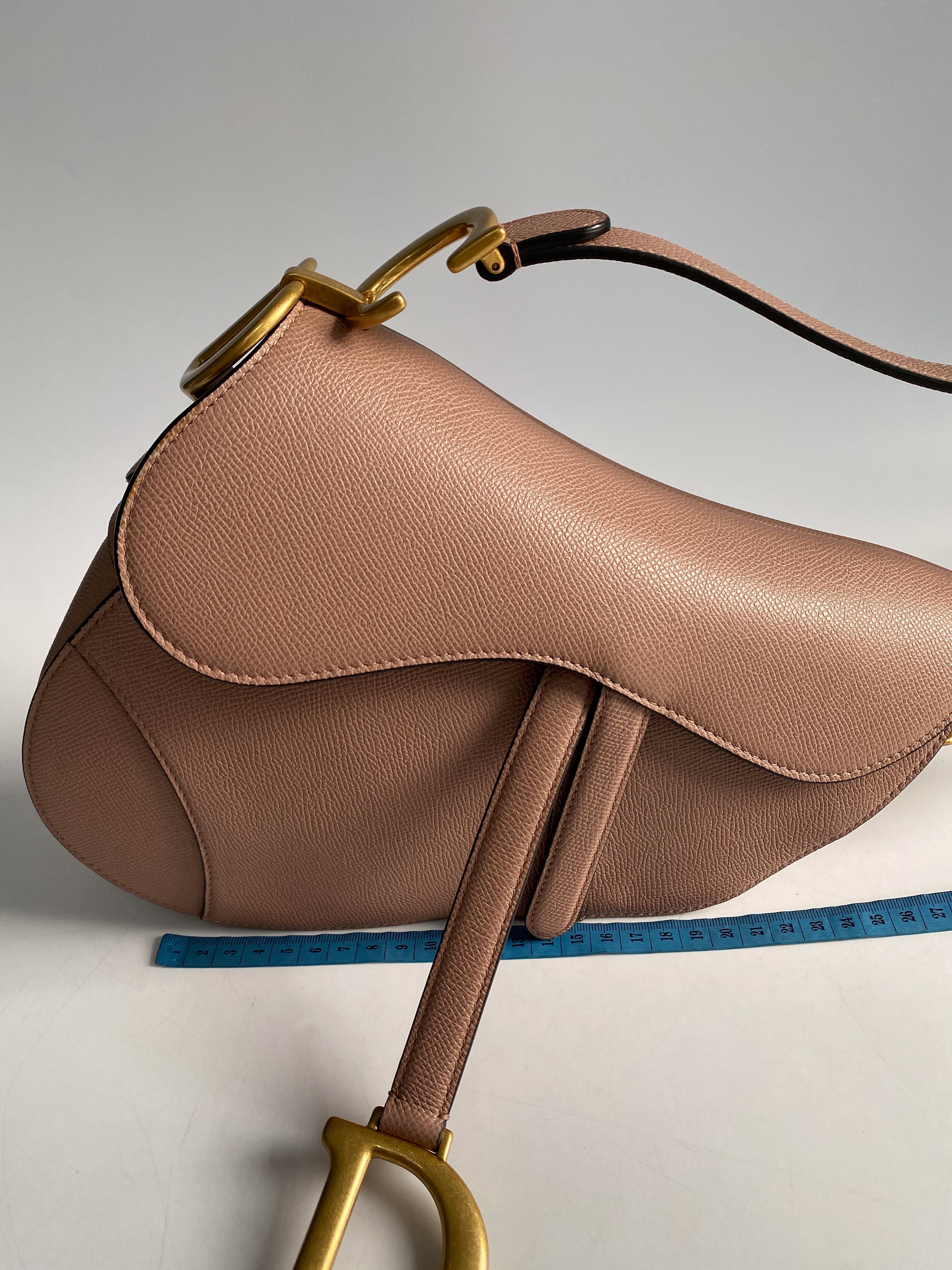 Christian Dior Saddle Blush Taupe Grained Calfskin Leather