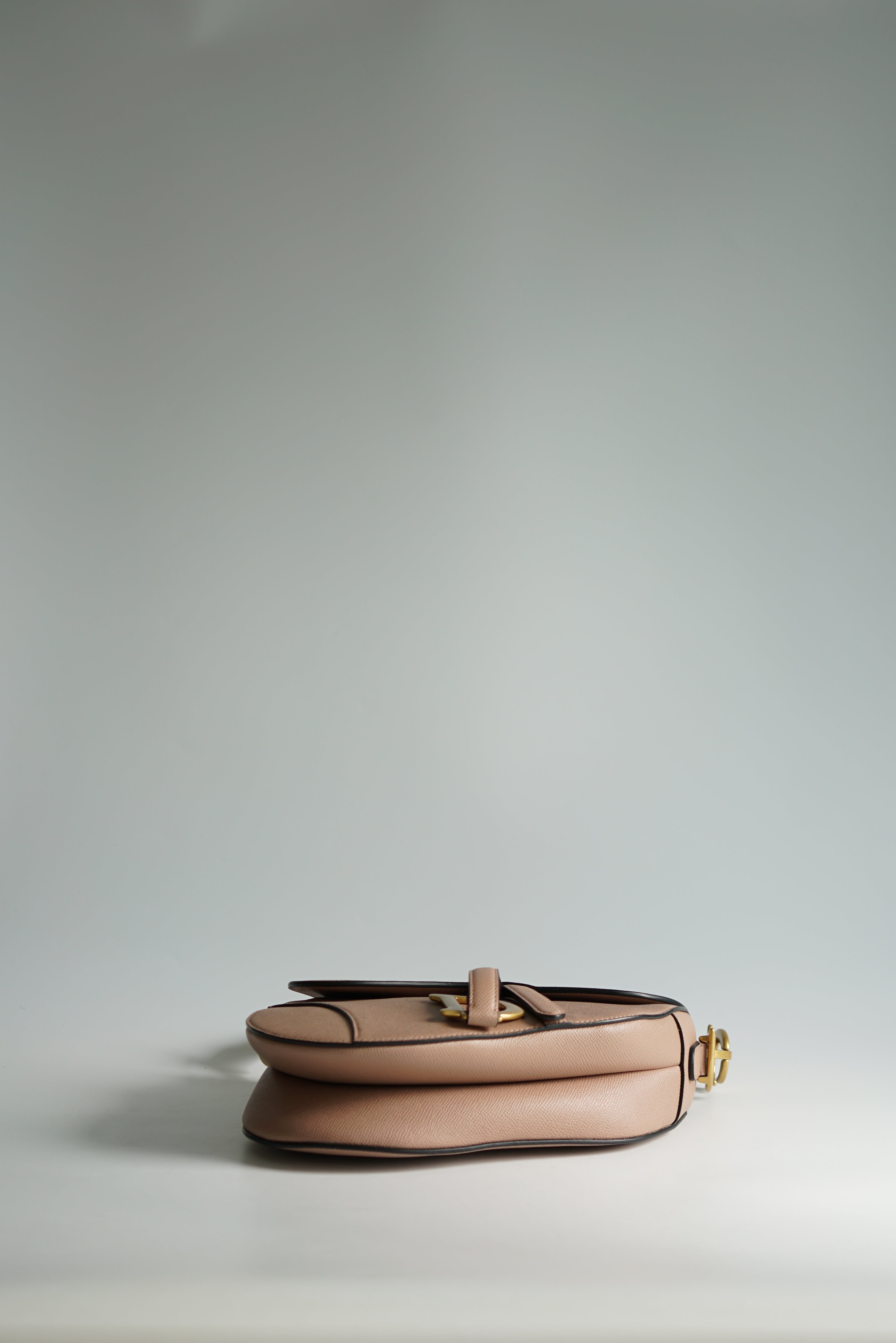 Christian Dior Saddle Blush Taupe Grained Calfskin Leather