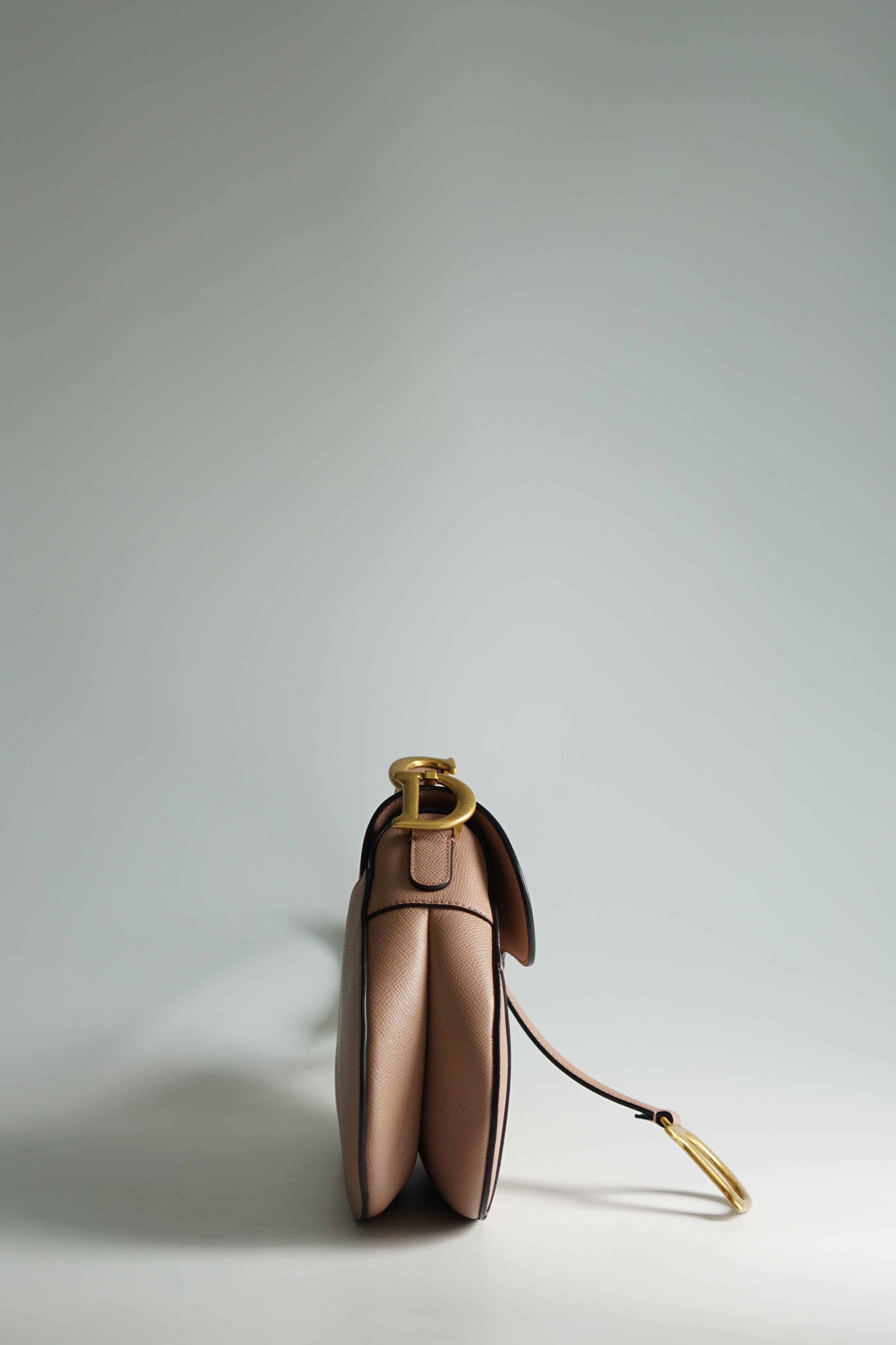 Christian Dior Saddle Blush Taupe Grained Calfskin Leather