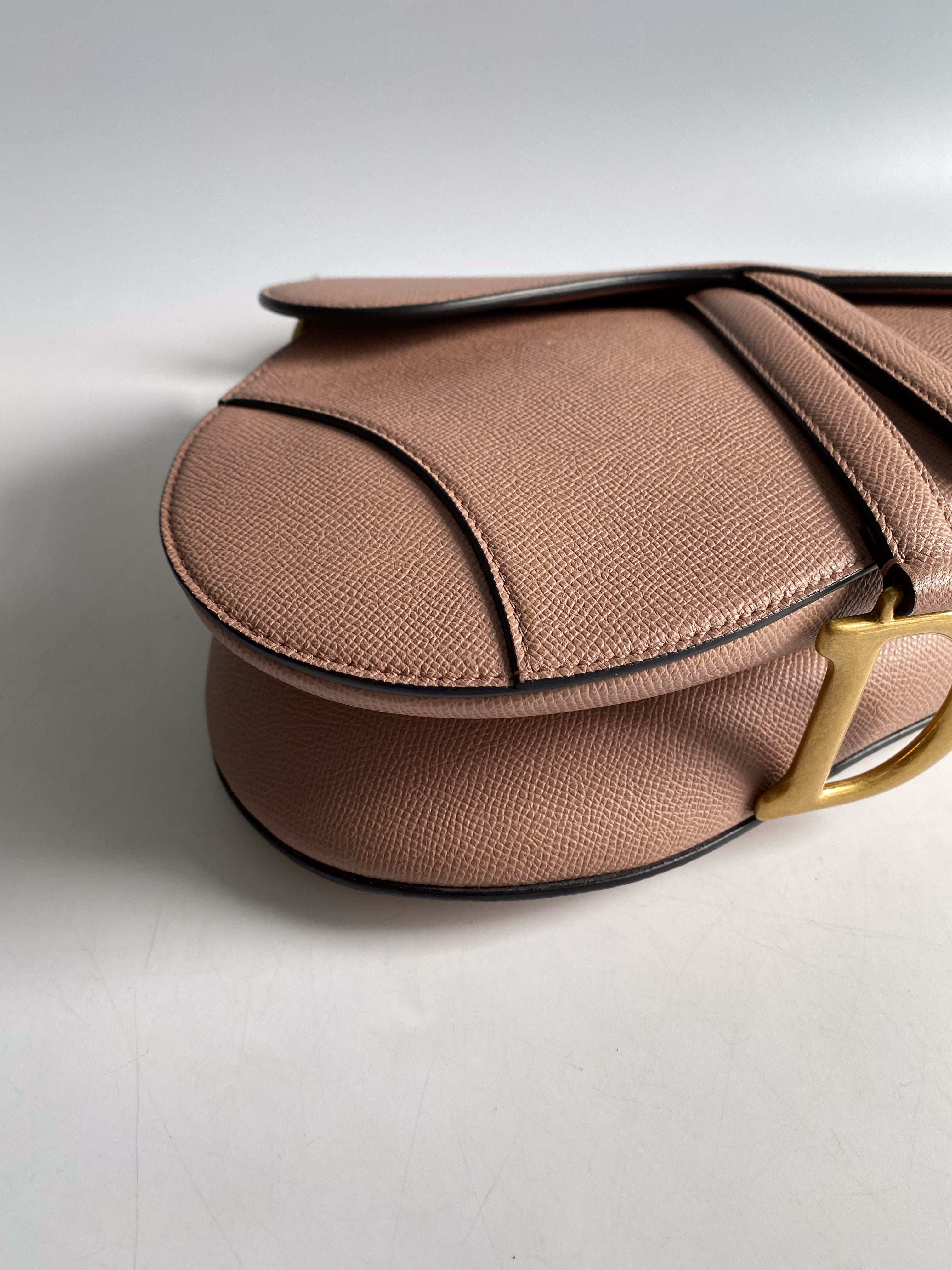 Christian Dior Saddle Blush Taupe Grained Calfskin Leather