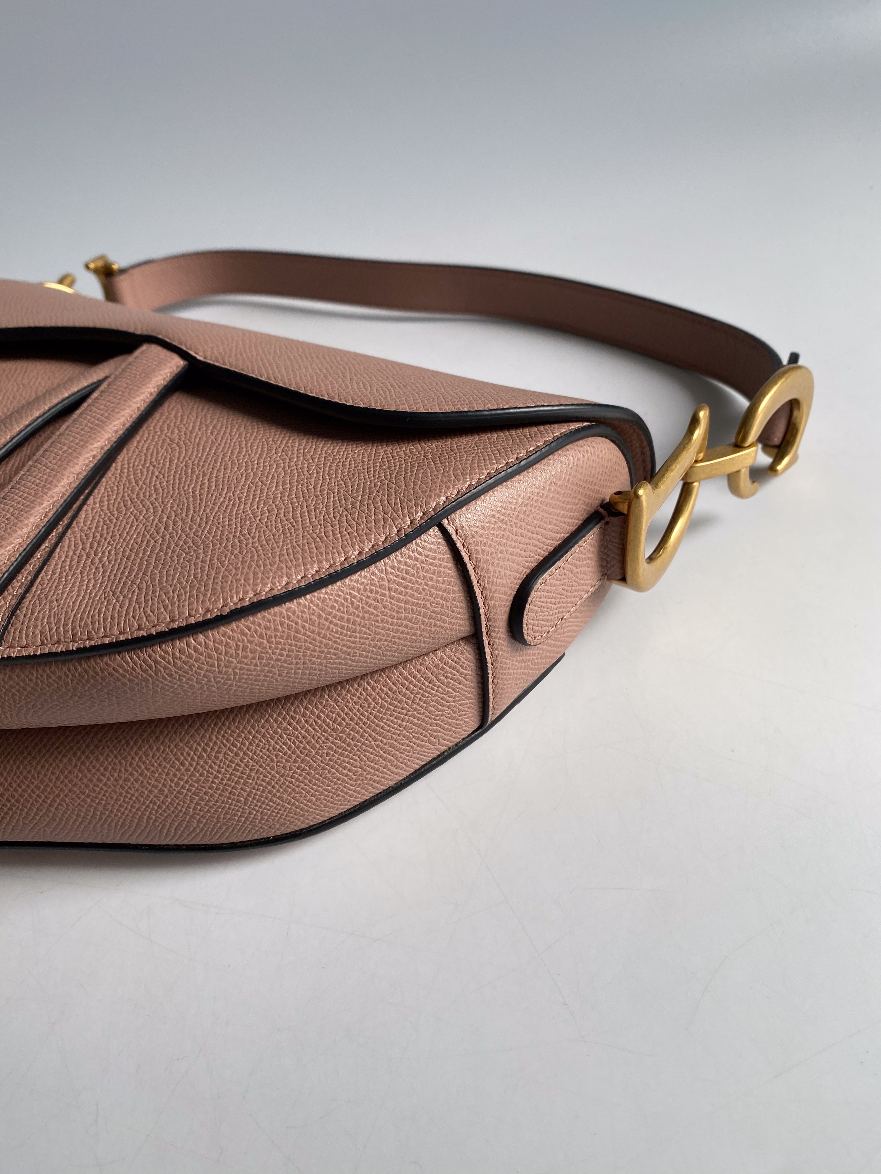Christian Dior Saddle Blush Taupe Grained Calfskin Leather