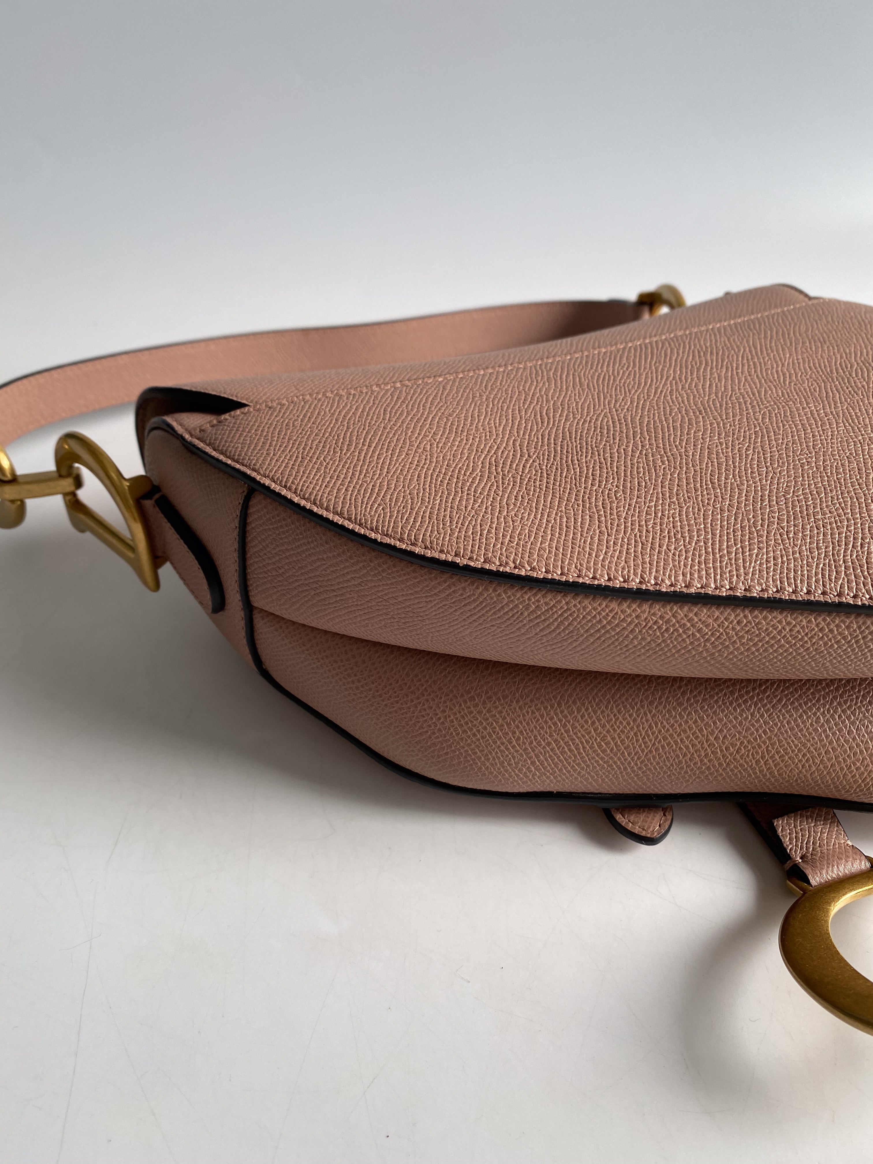 Christian Dior Saddle Blush Taupe Grained Calfskin Leather