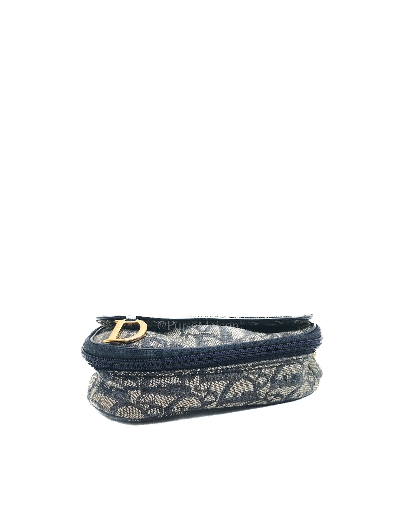 Christian Dior Saddle Pouch in Navy Blue Trotter Canvas | Purse Maison Luxury Bags Shop