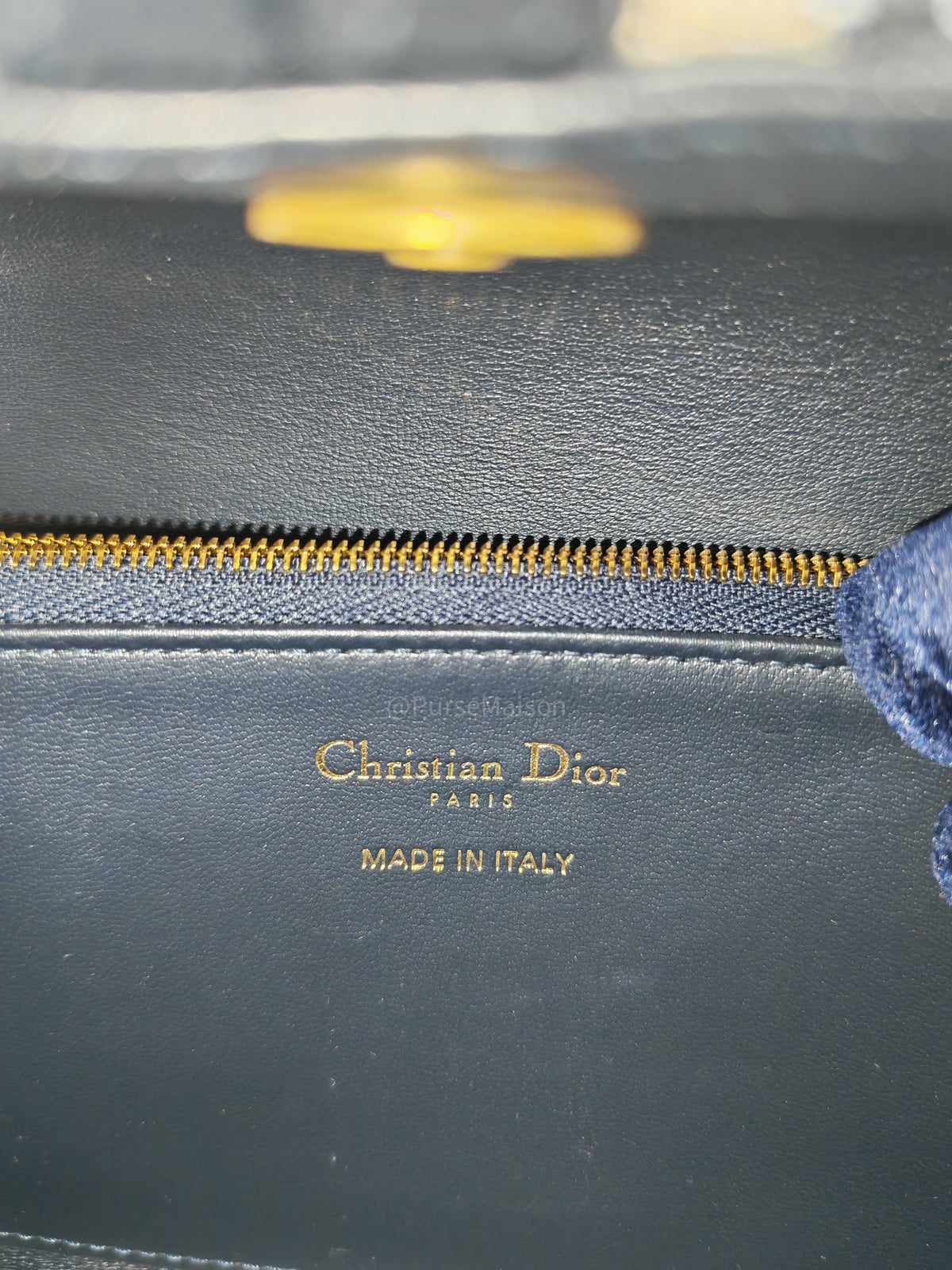 Christian Dior Small Saddle Pouch with Chain in Blue Dior Oblique Jacquard | Purse Maison Luxury Bags Shop