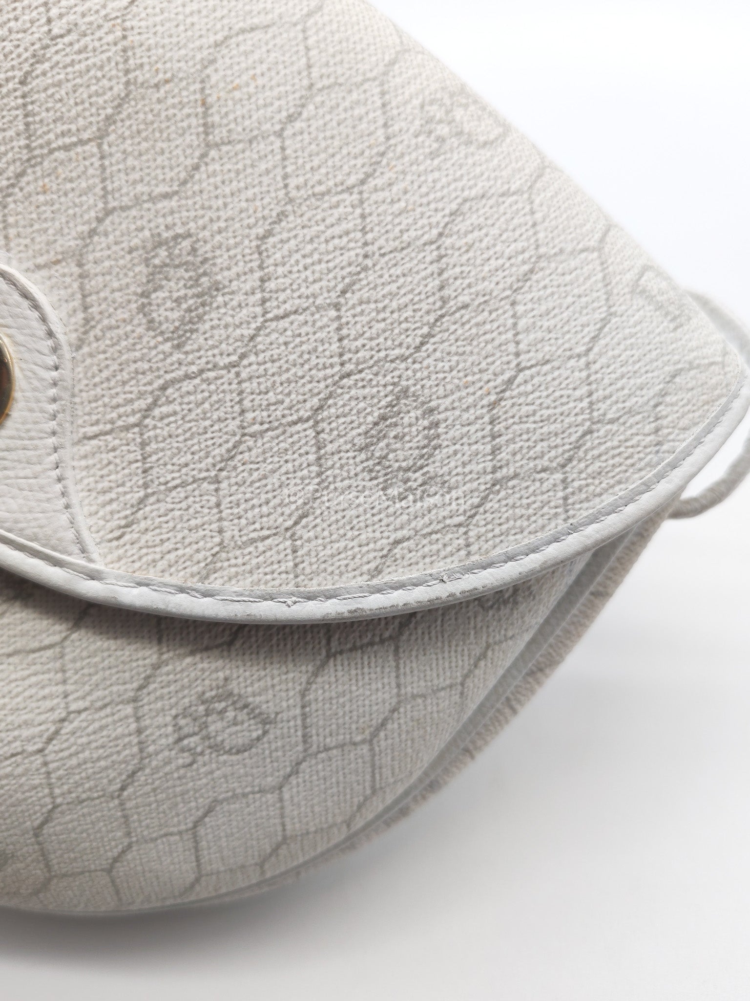 Christian Dior Vintage Honeycomb Canvas in White Shoulder Bag | Purse Maison Luxury Bags Shop