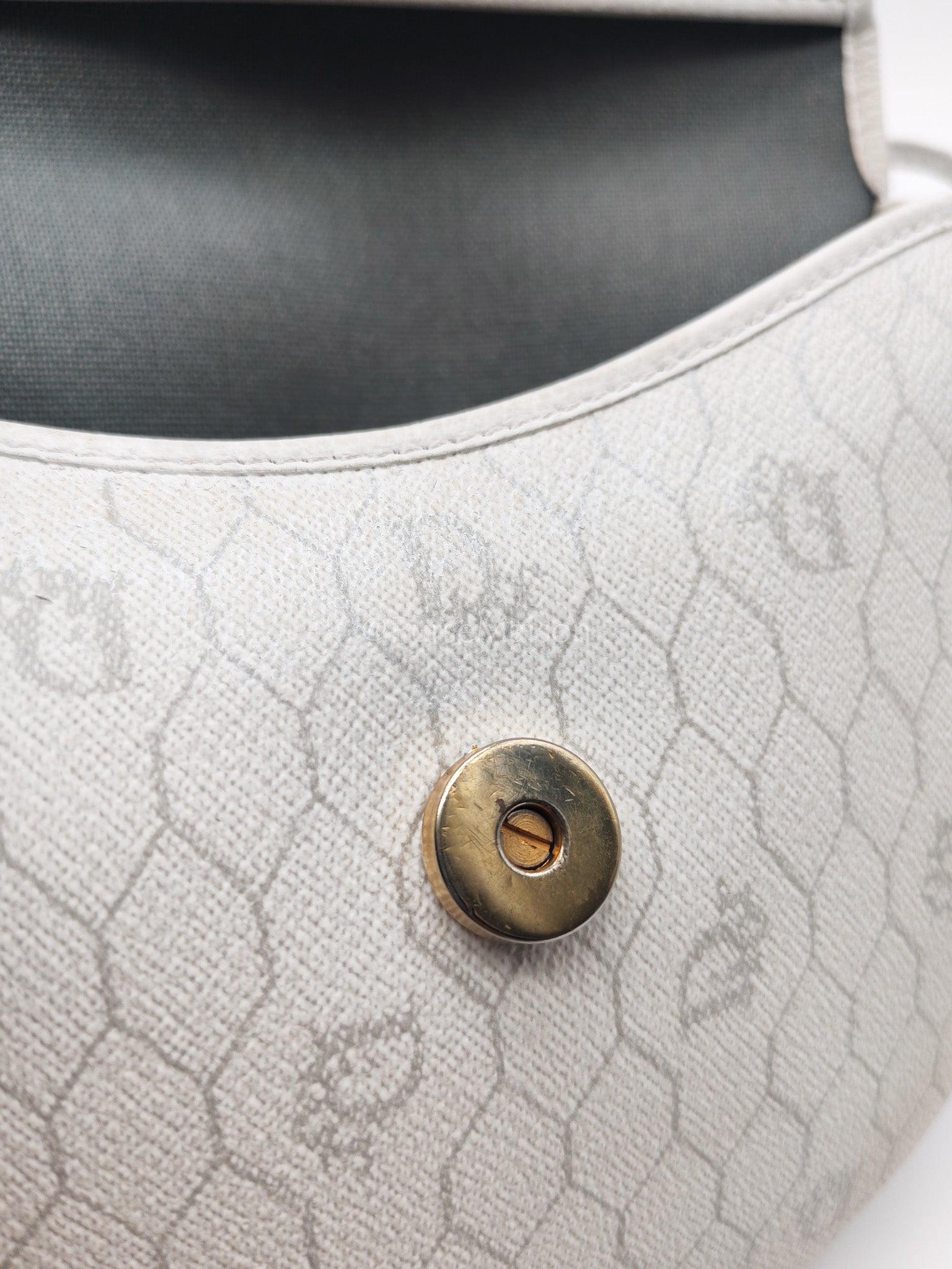 Christian Dior Vintage Honeycomb Canvas in White Shoulder Bag | Purse Maison Luxury Bags Shop