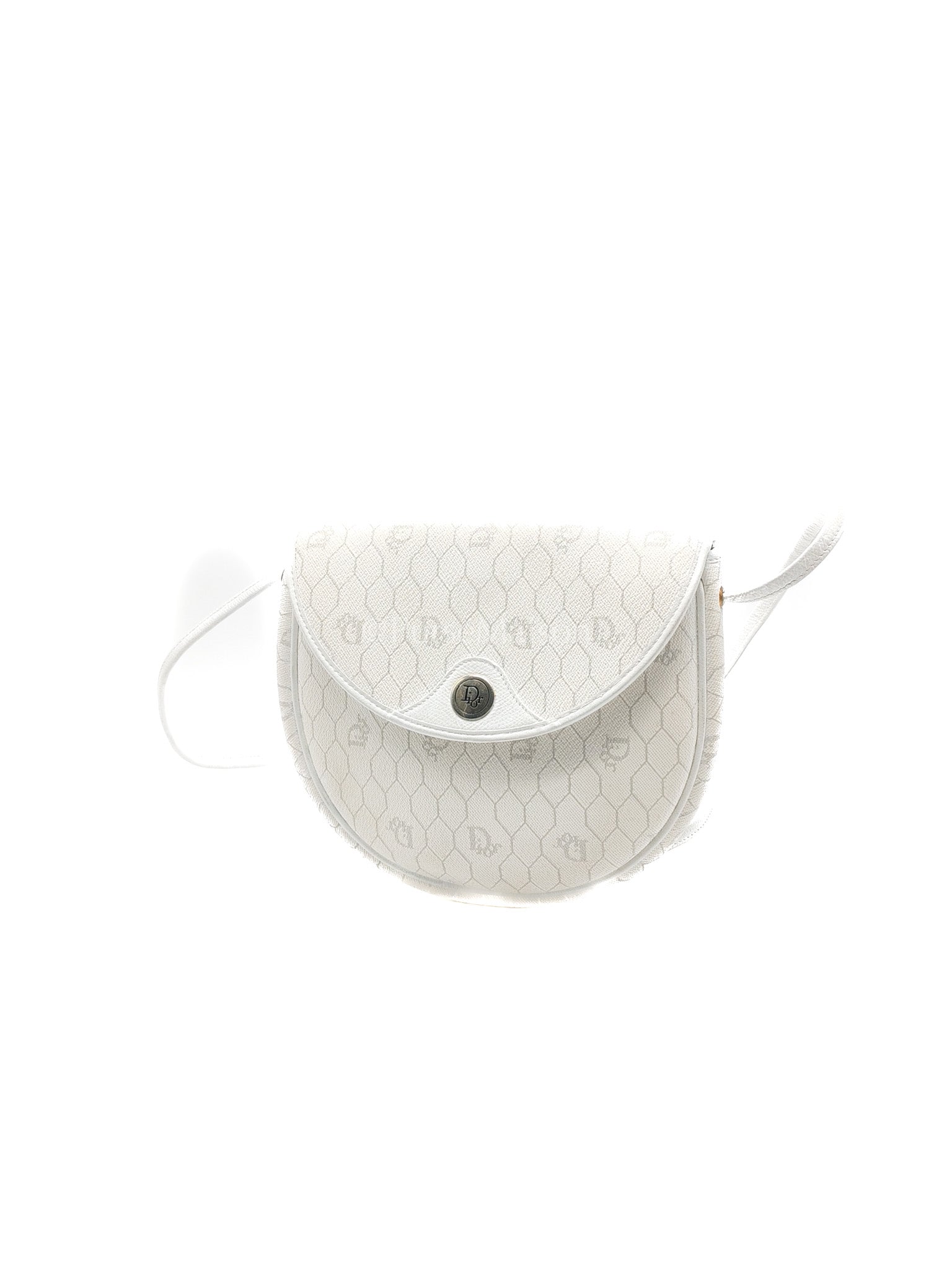 Christian Dior Vintage Honeycomb Canvas in White Shoulder Bag | Purse Maison Luxury Bags Shop
