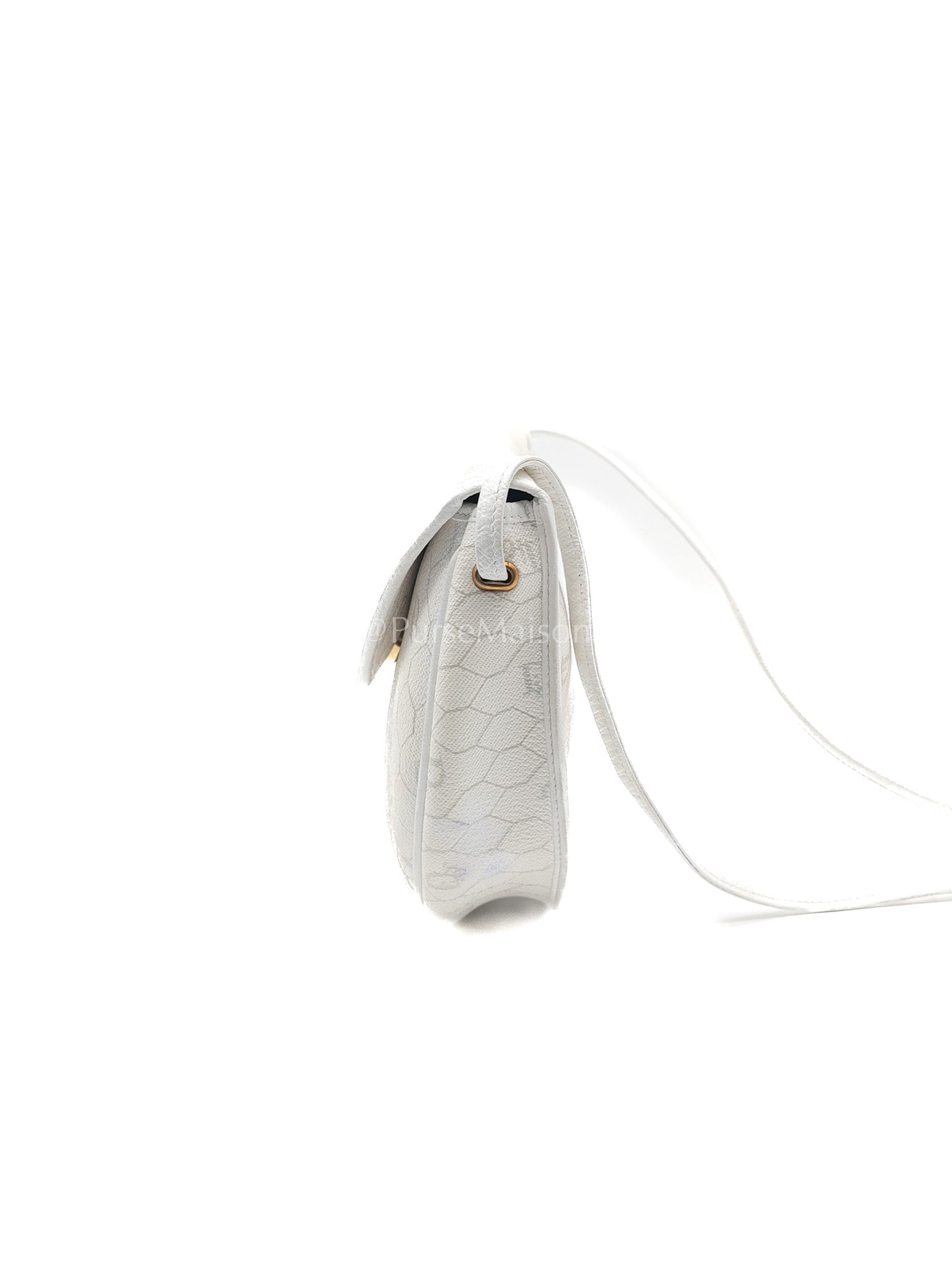 Christian Dior Vintage Honeycomb Canvas in White Shoulder Bag | Purse Maison Luxury Bags Shop