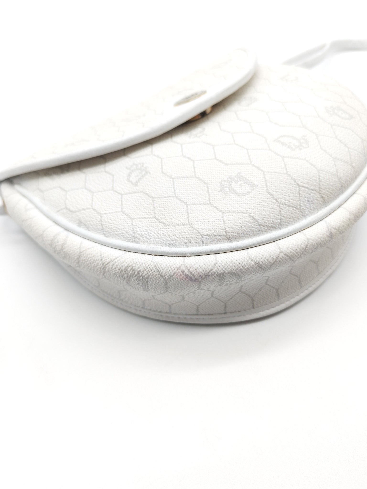 Christian Dior Vintage Honeycomb Canvas in White Shoulder Bag | Purse Maison Luxury Bags Shop