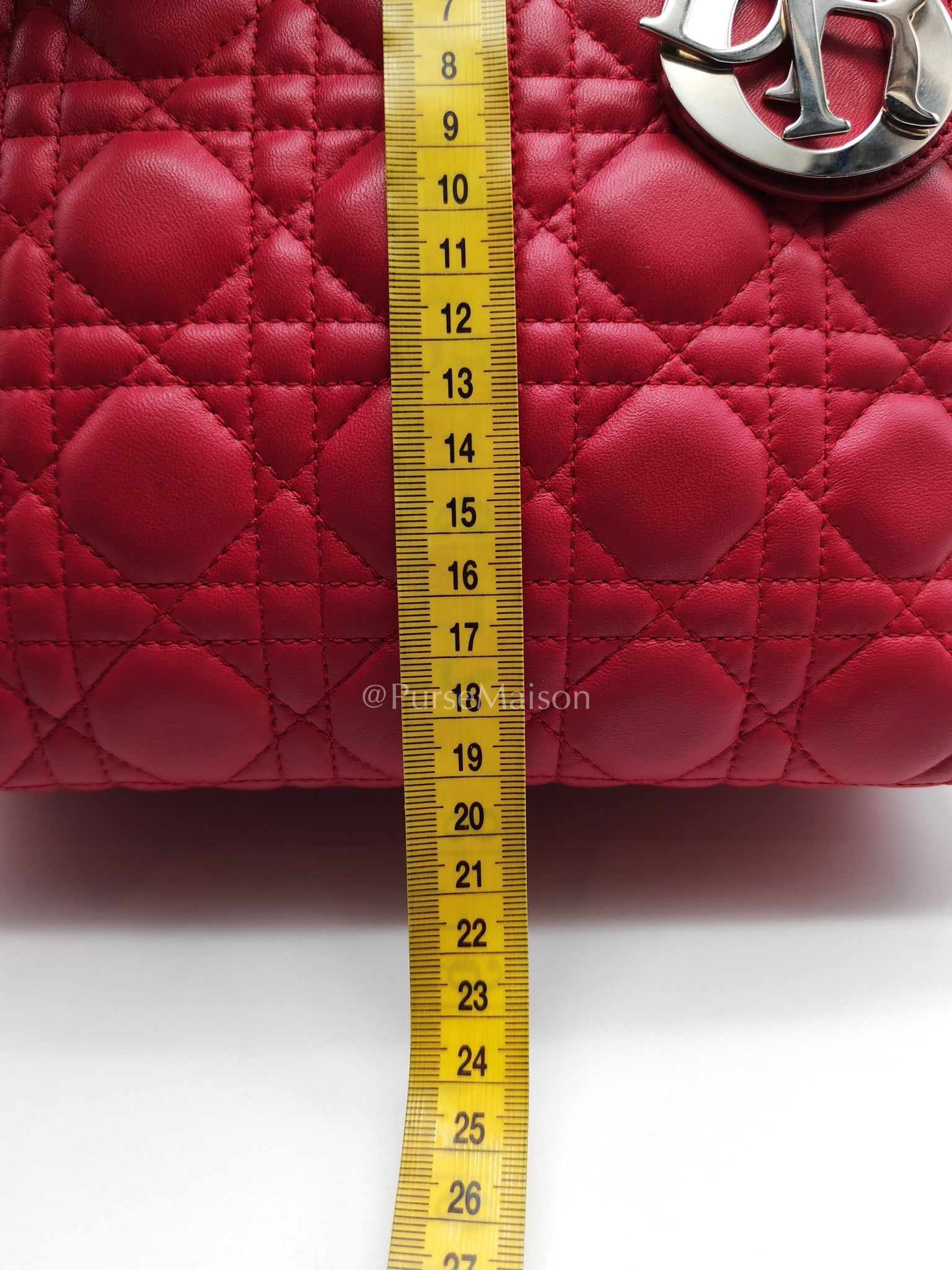Christian Dior Vintage Lady Dior Medium in Rose Fuschia Lambskin Leather Silver Hardware | Purse Maison Luxury Bags Shop