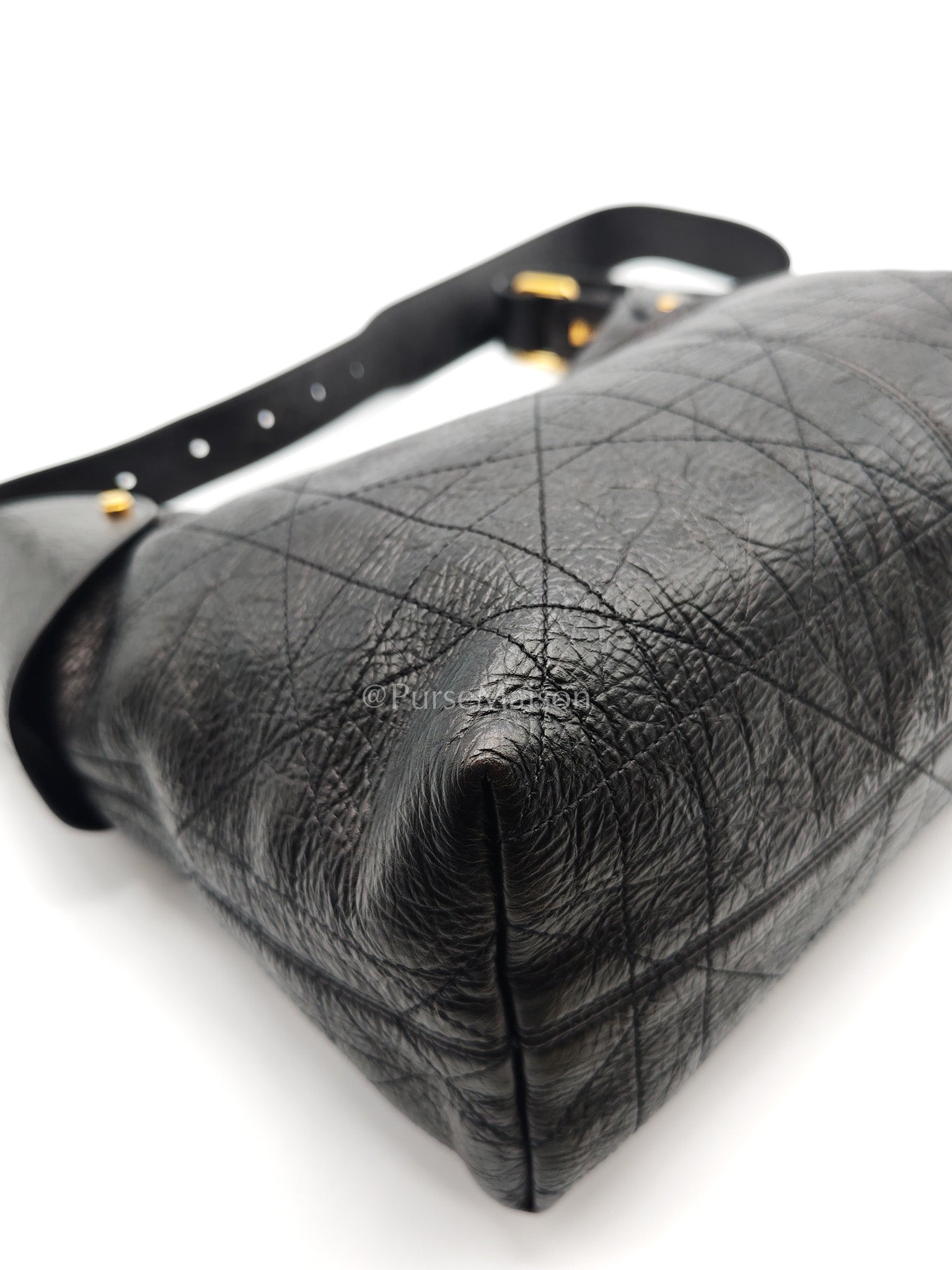 Christian Dior Voyage Bag in Black Crinkled Calfskin Leather Shoulder Bag | Purse Maison Luxury Bags Shop