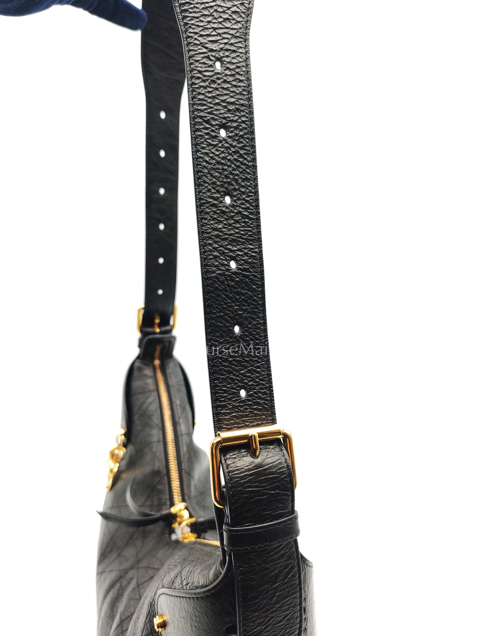 Christian Dior Voyage Bag in Black Crinkled Calfskin Leather Shoulder Bag | Purse Maison Luxury Bags Shop
