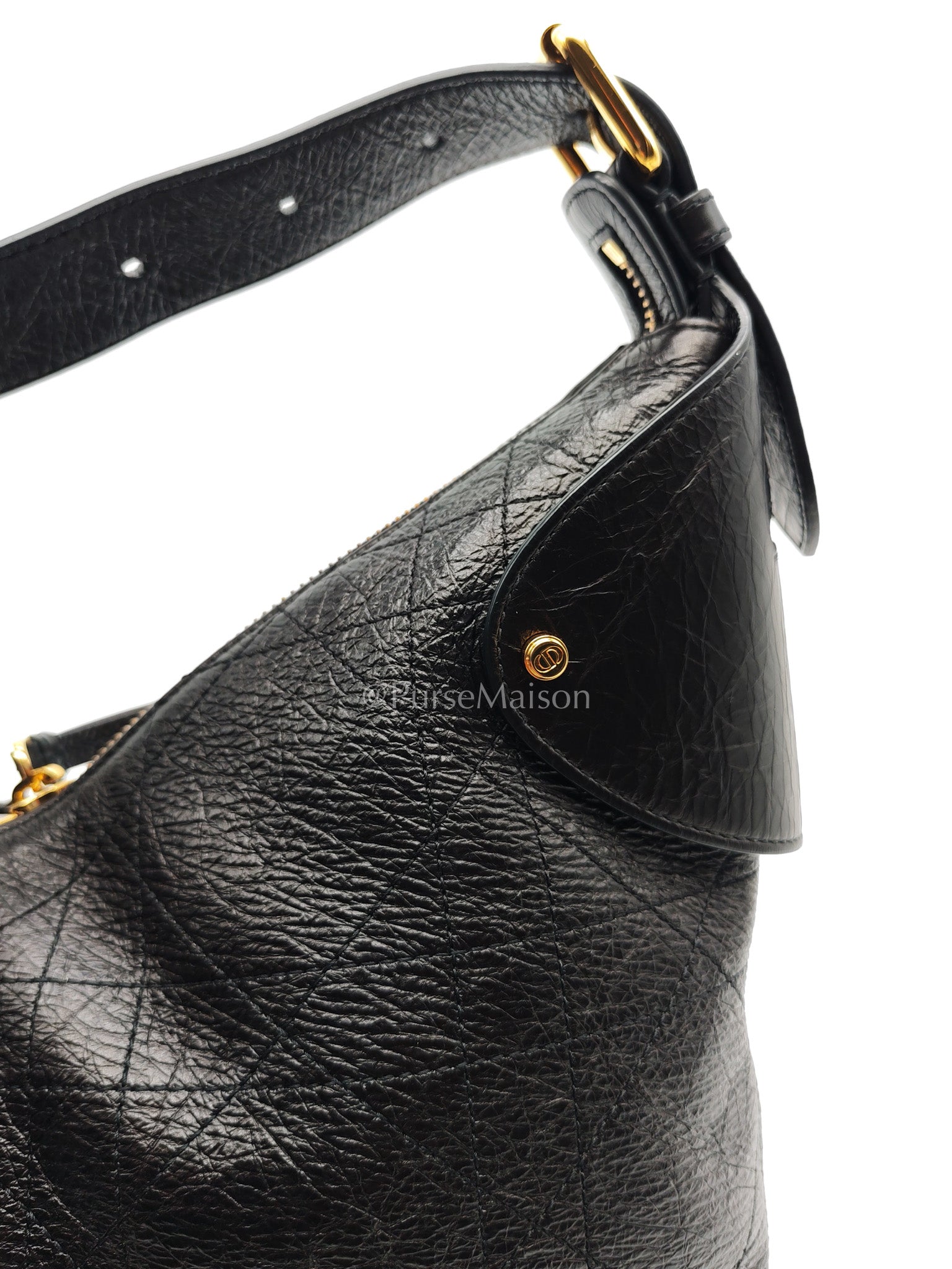 Christian Dior Voyage Bag in Black Crinkled Calfskin Leather Shoulder Bag | Purse Maison Luxury Bags Shop