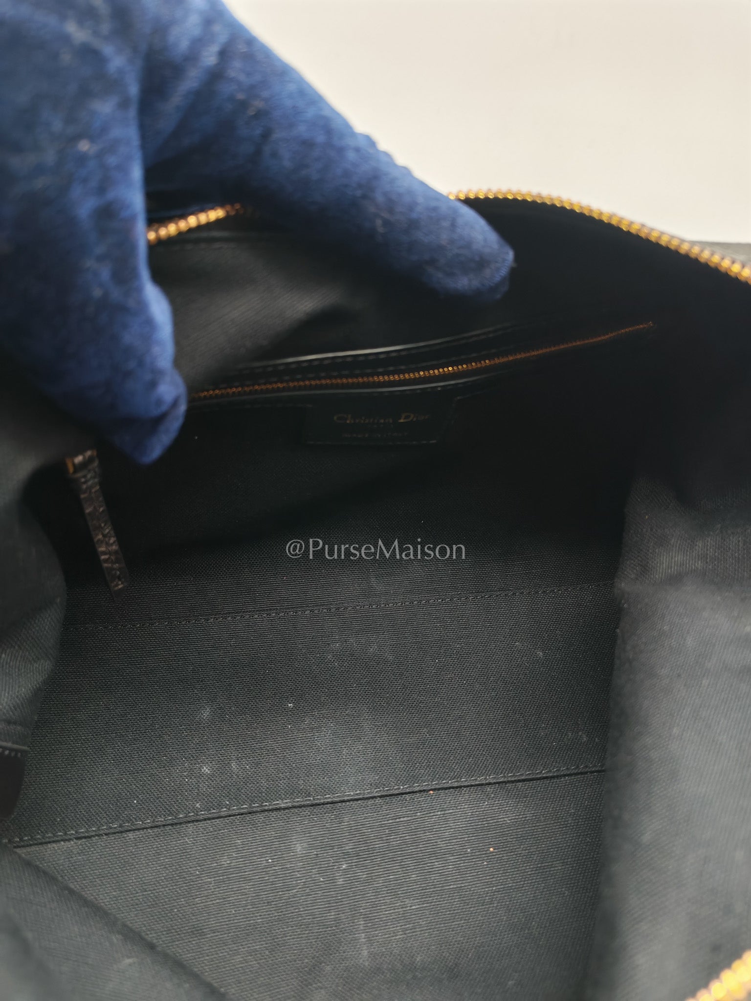 Christian Dior Voyage Bag in Black Crinkled Calfskin Leather Shoulder Bag | Purse Maison Luxury Bags Shop