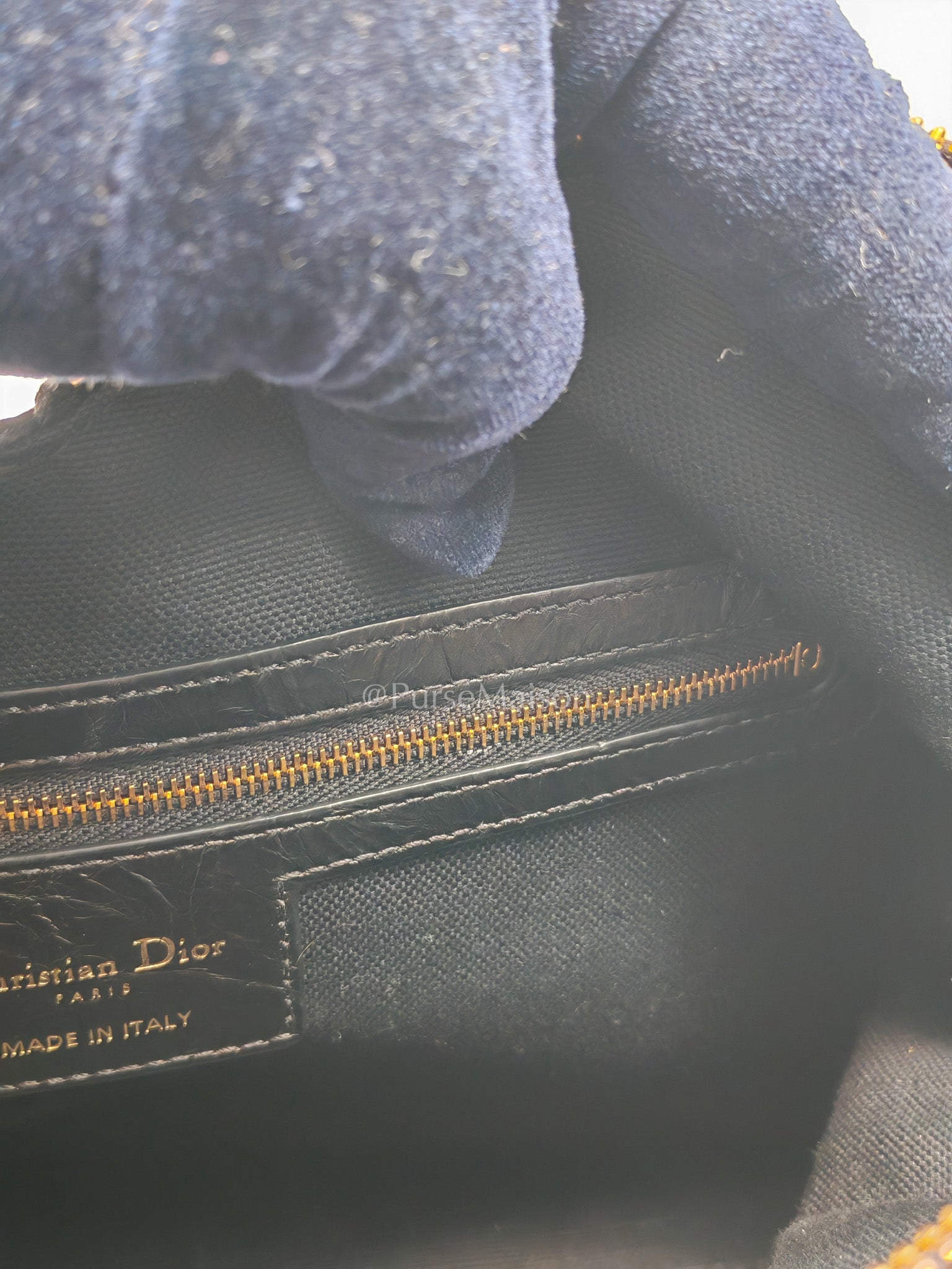 Christian Dior Voyage Bag in Black Crinkled Calfskin Leather Shoulder Bag | Purse Maison Luxury Bags Shop