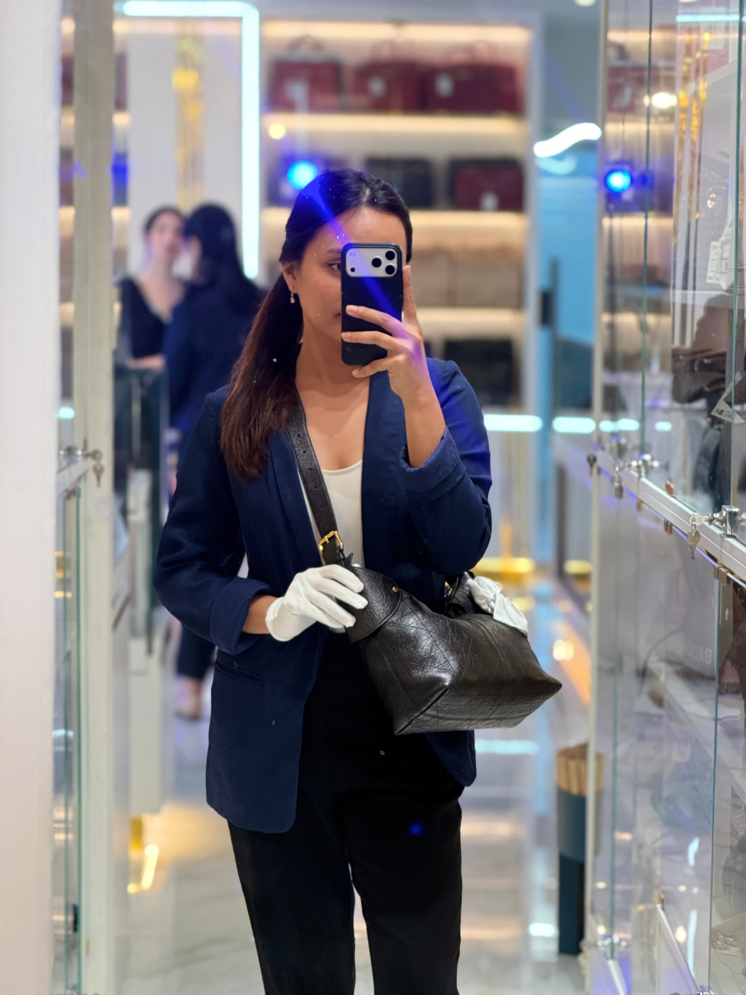 Christian Dior Voyage Bag in Black Crinkled Calfskin Leather Shoulder Bag | Purse Maison Luxury Bags Shop