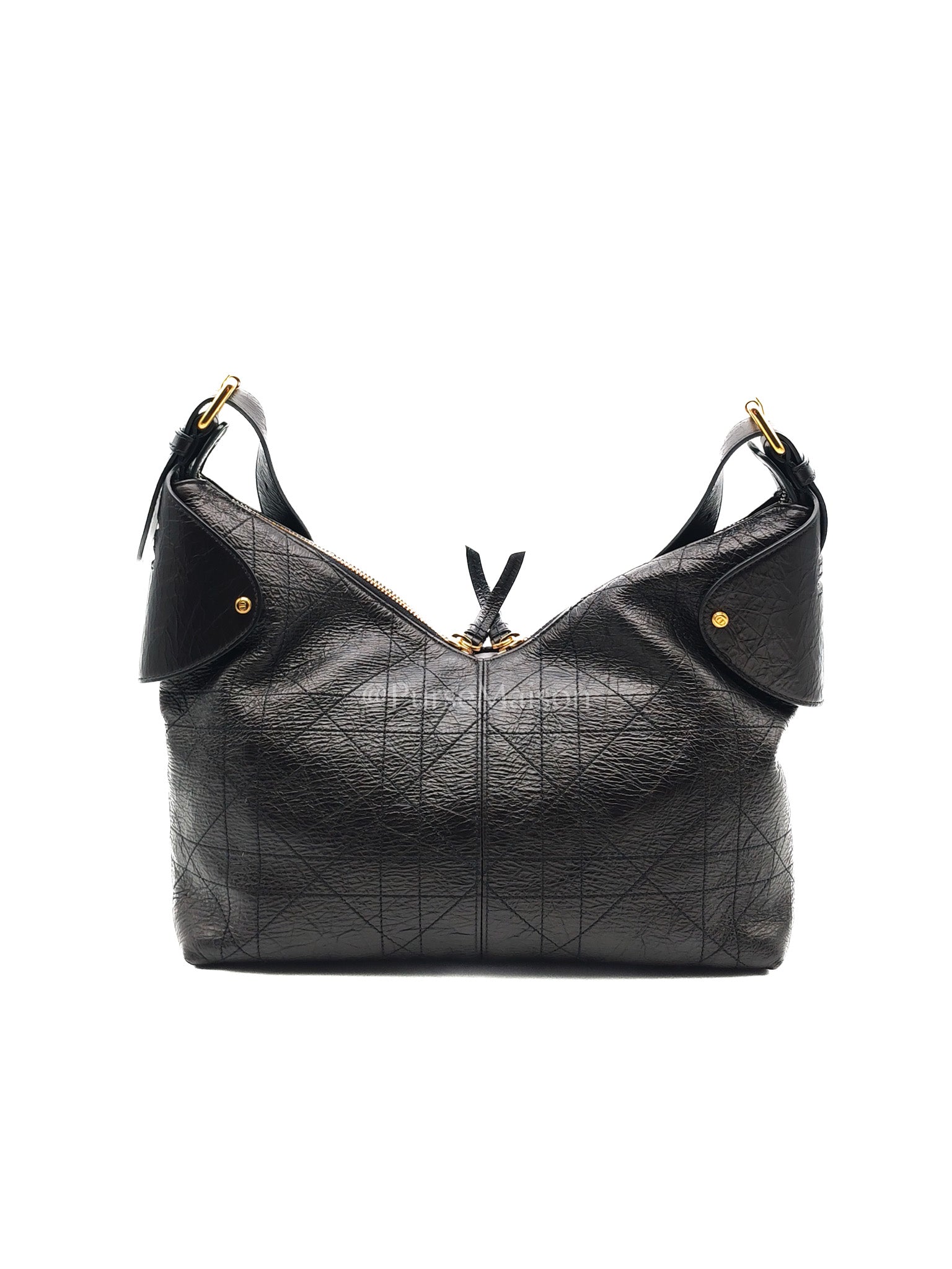 Christian Dior Voyage Bag in Black Crinkled Calfskin Leather Shoulder Bag | Purse Maison Luxury Bags Shop