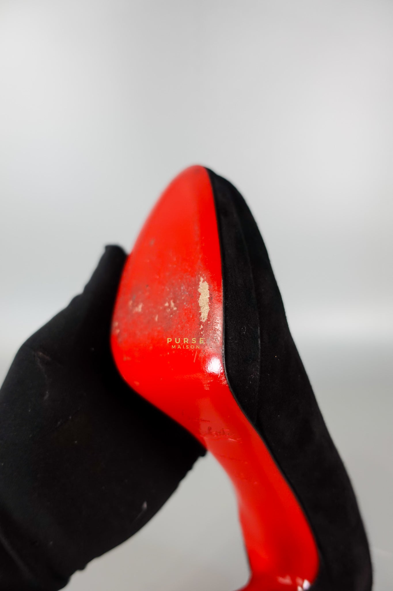 Louboutin Black Suede Hidden Platform Pumps Heels (Size 35.5EU 22.5cm) | Purse Maison Luxury Bags Shop