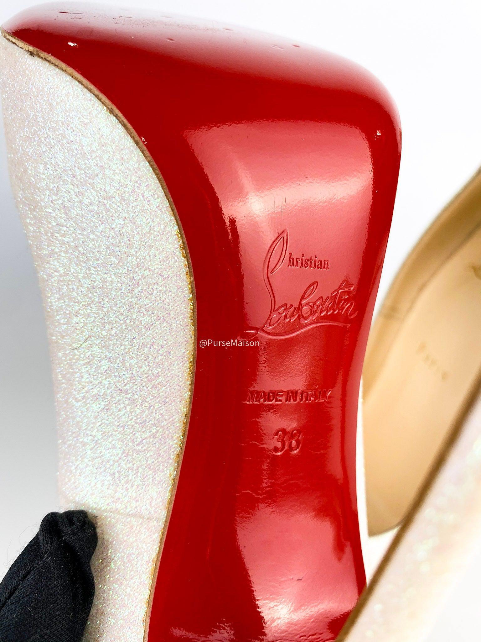 Christian Louboutin So Kate 120 Glitter Mini Glaciern(Size 38 EUR)