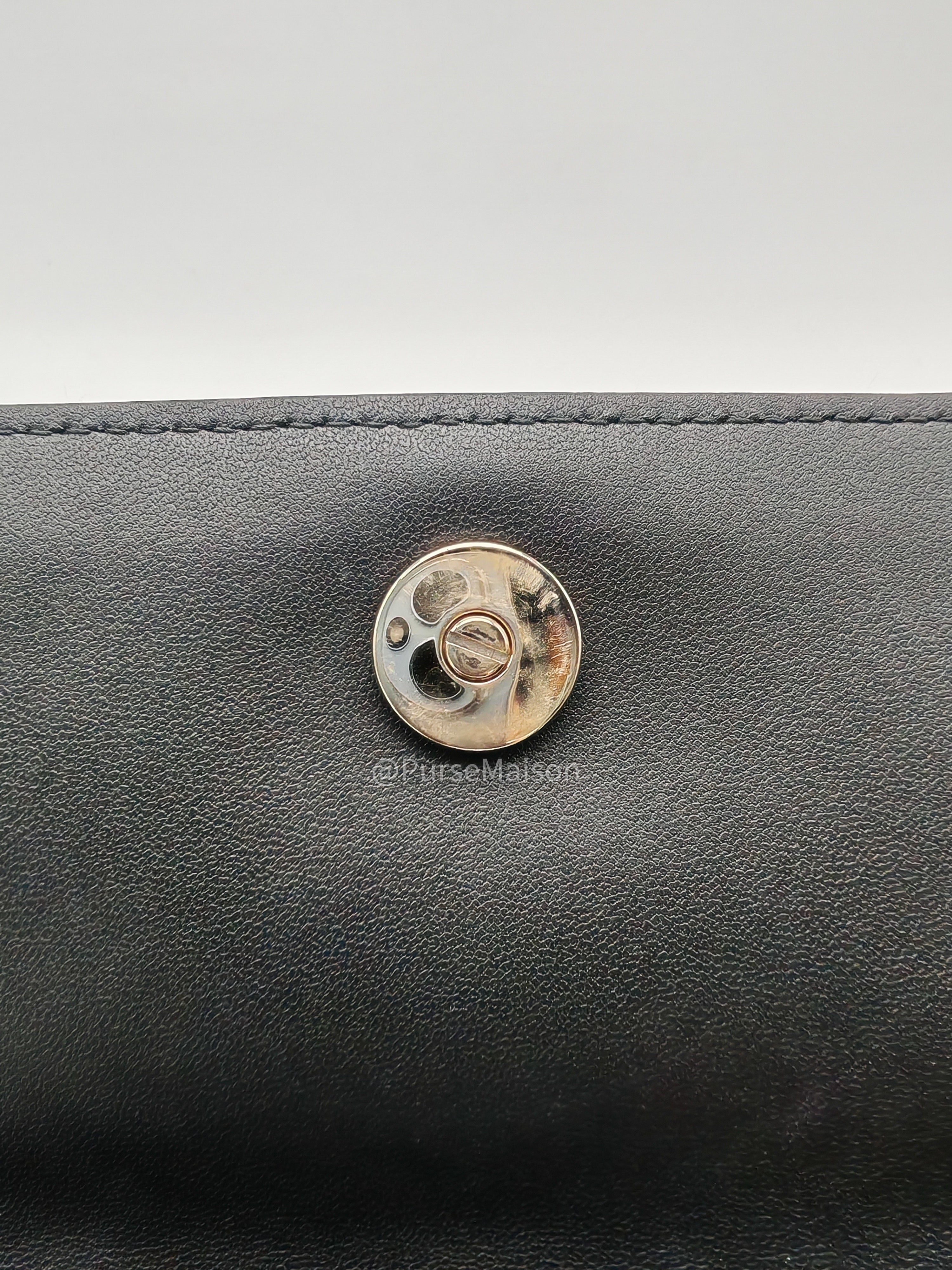 My Dior Mini Top Handle Chain Strap Bag in Black Cannage Lambskin Leather Light Gold Hardware